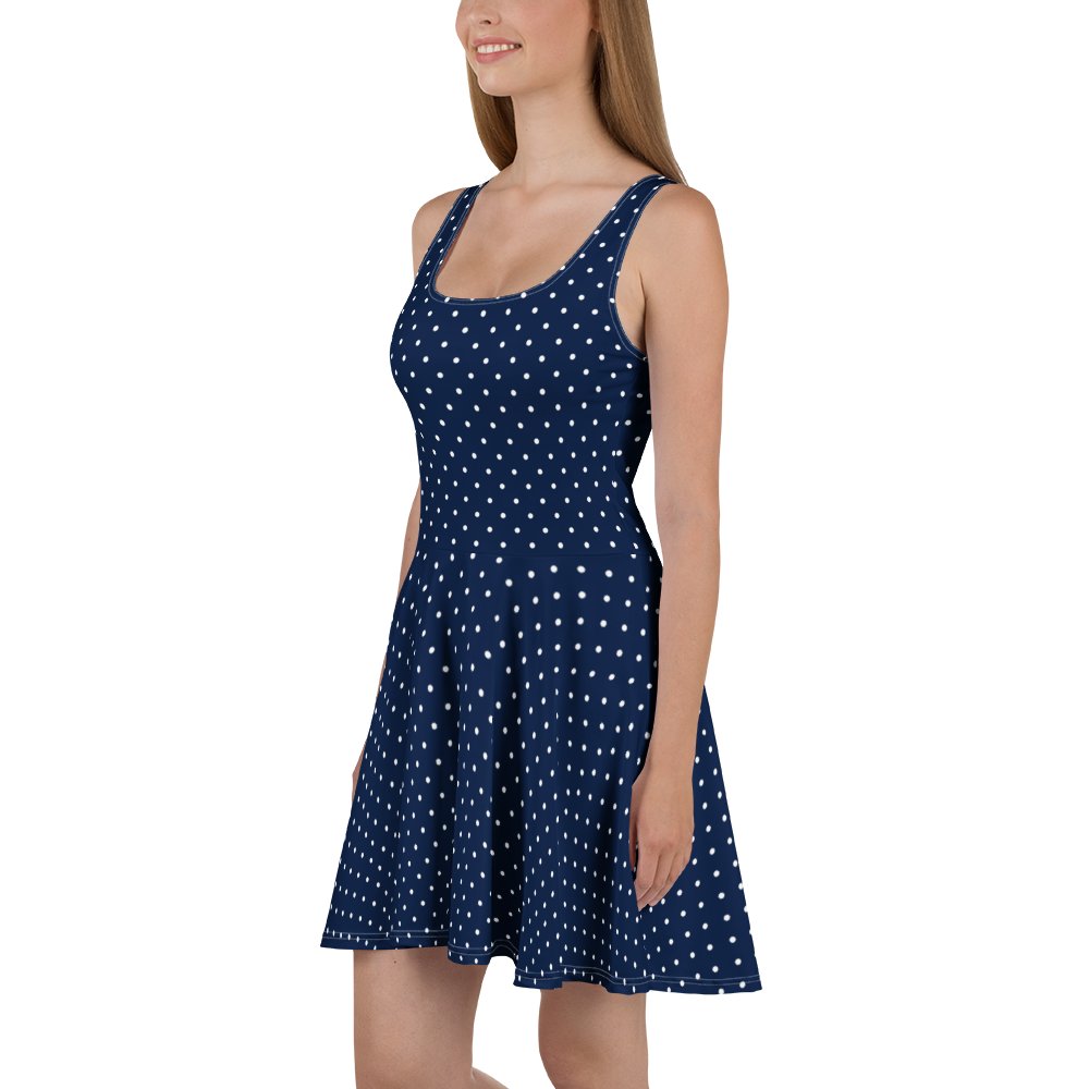 Navy Polka Dot Sleeveless Skater Dress product image (3)