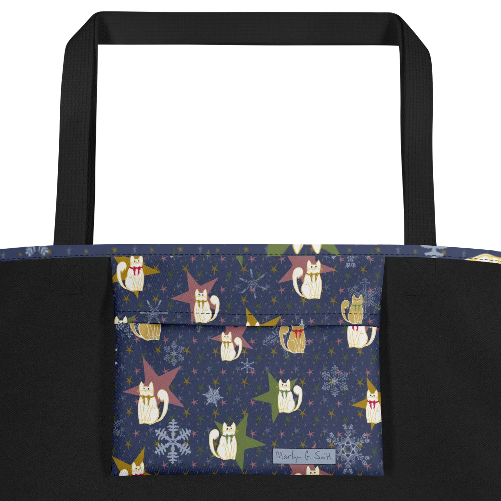 Christmas Star Kitties Large Tote Bag product image (8)