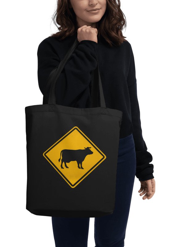 "Cow crossing sign" Black bag (medium size) product image (2)