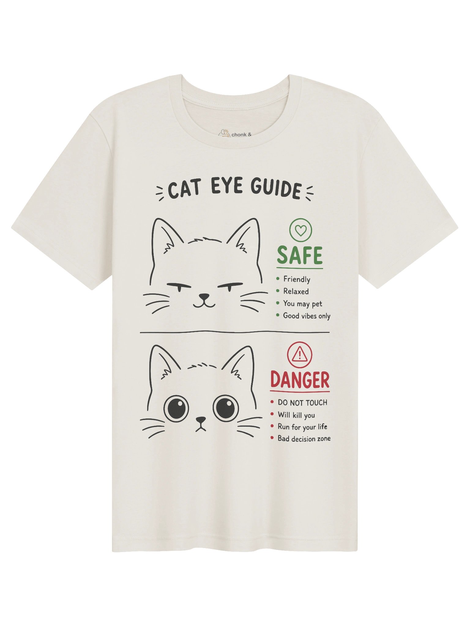 Cat Eye Guide T-Shirt | Funny Cat Lover Tee, Safe vs Danger Cat Mood T-Shirt product image (3)