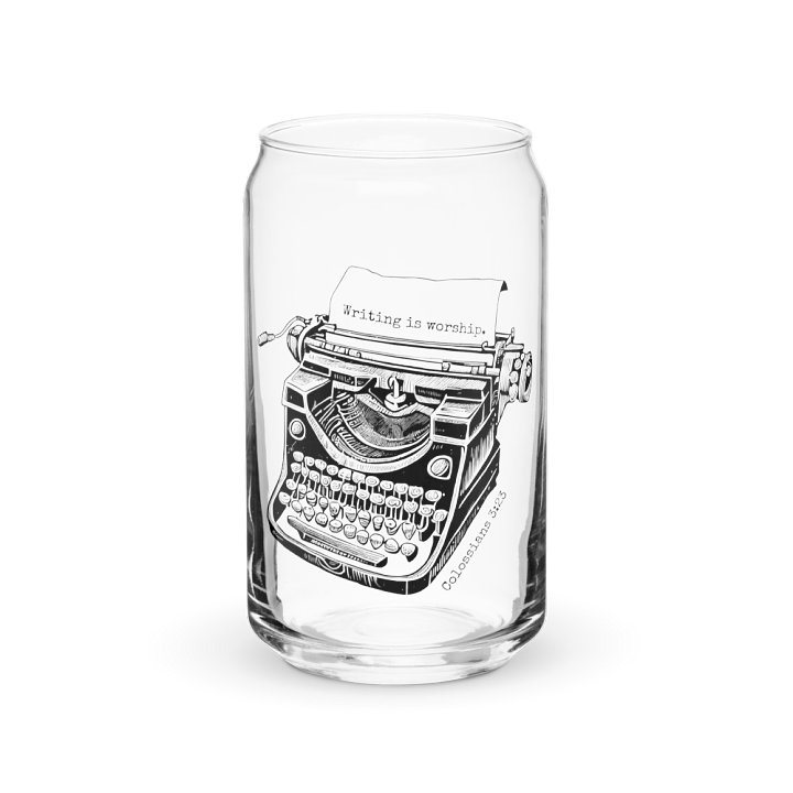 "Writing is worship" glass cup. product image (2)