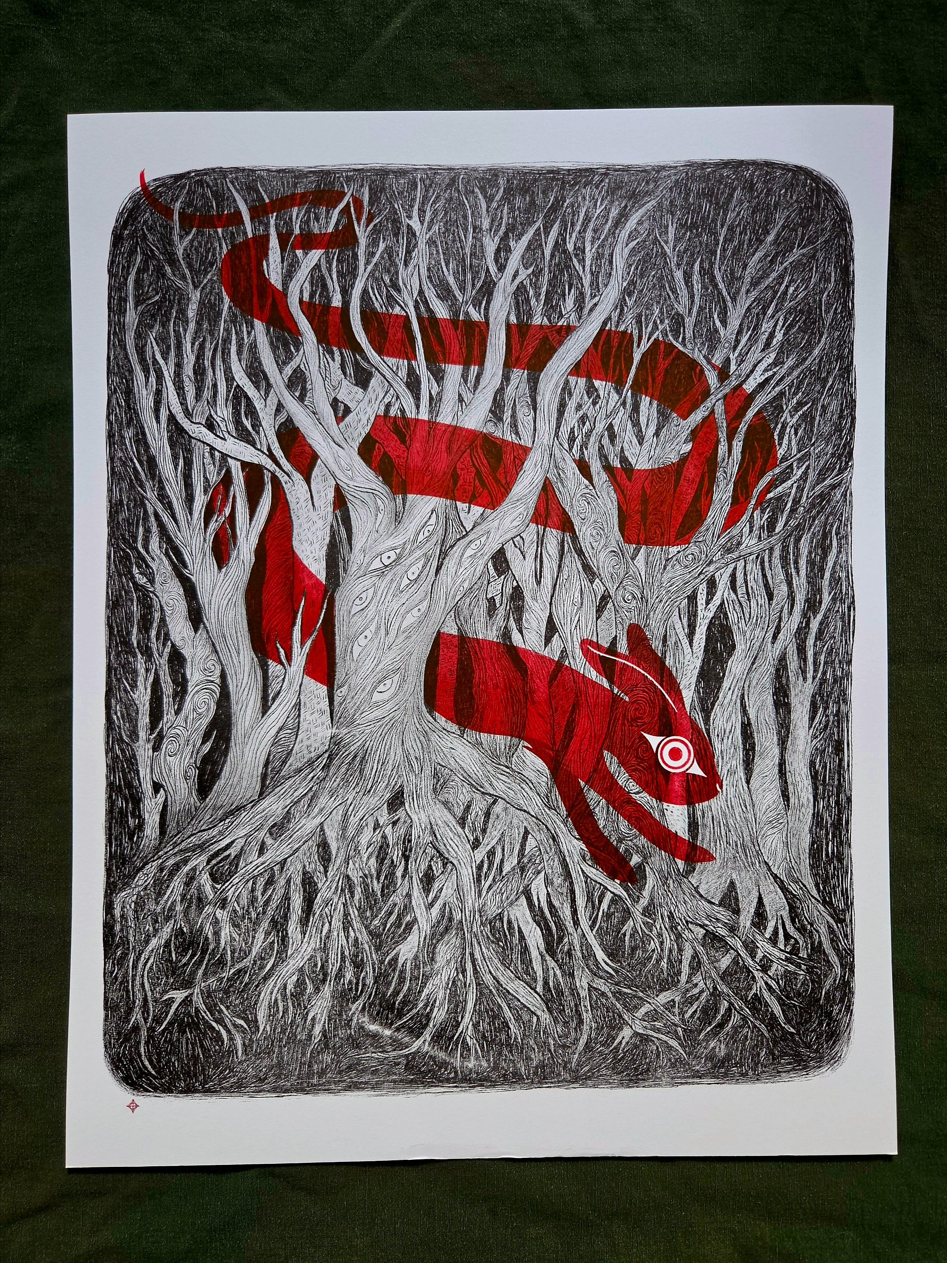 Through the Trees Ghost Rabbit Large Riso Print product image (1)