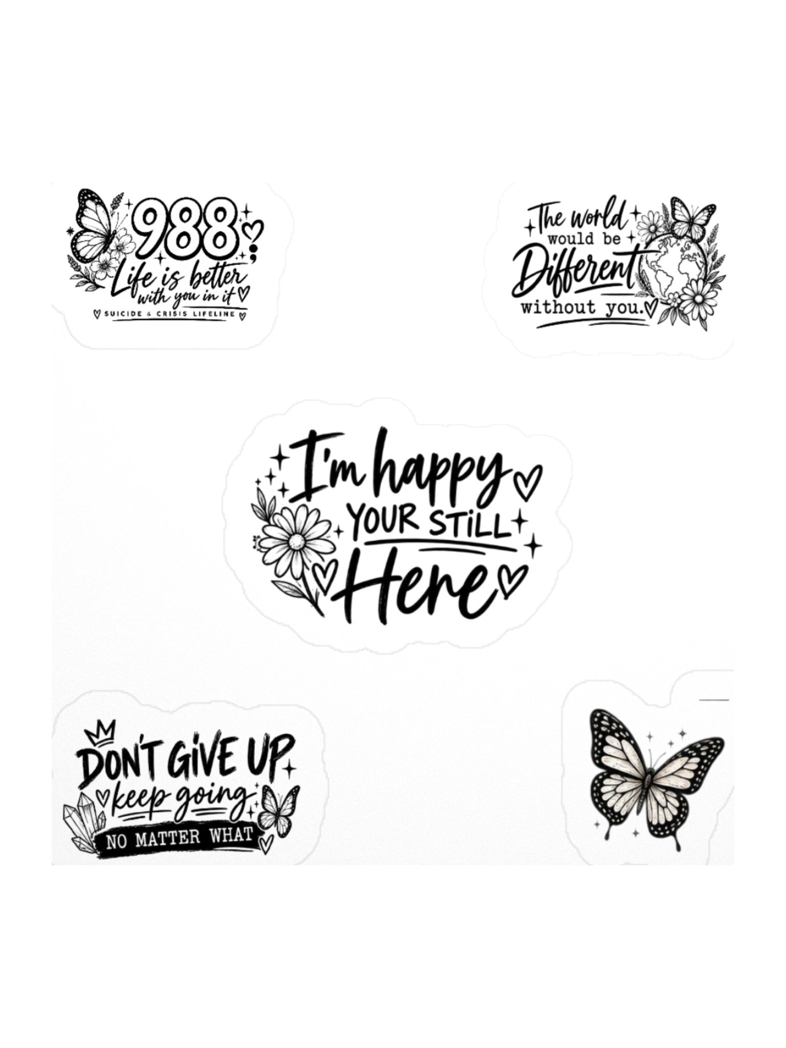 You Matter Mental Health Sticker Collection | Black & White Edition product image (1)