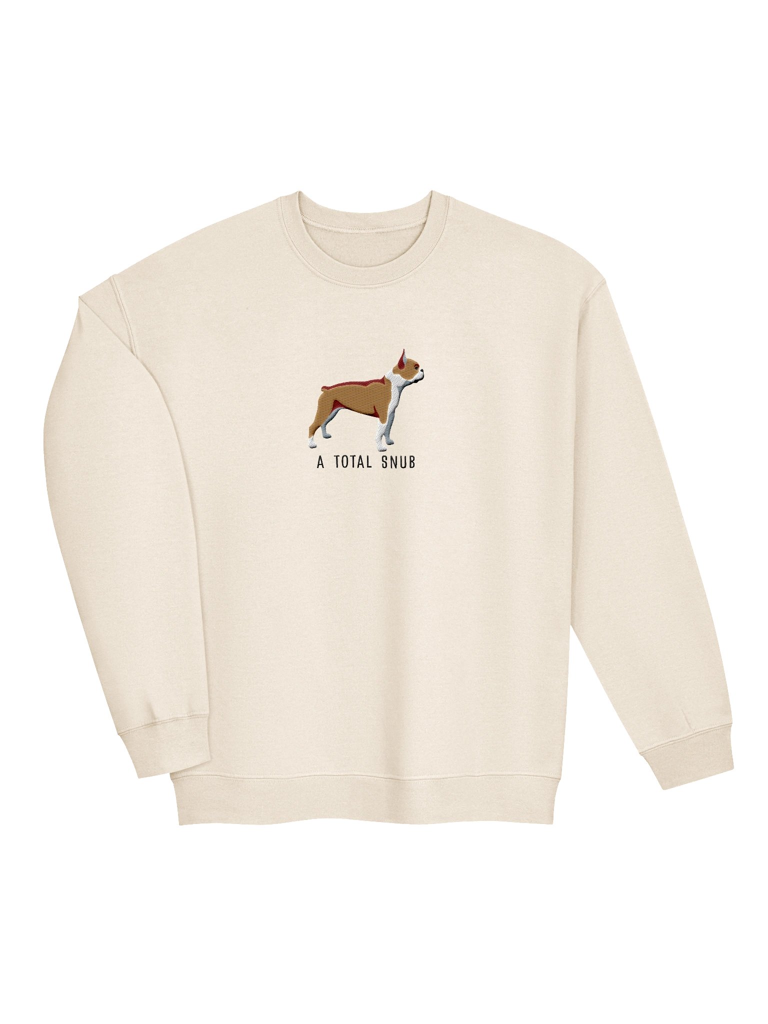 A Total Snub Sweatshirt (Embroidered) of a Boston Terrier(Brown & White) product image (6)