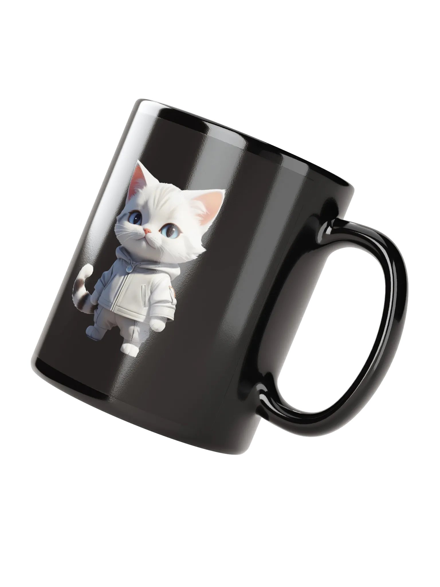 Cute Cartoon Kitty Black Mug product image (2)