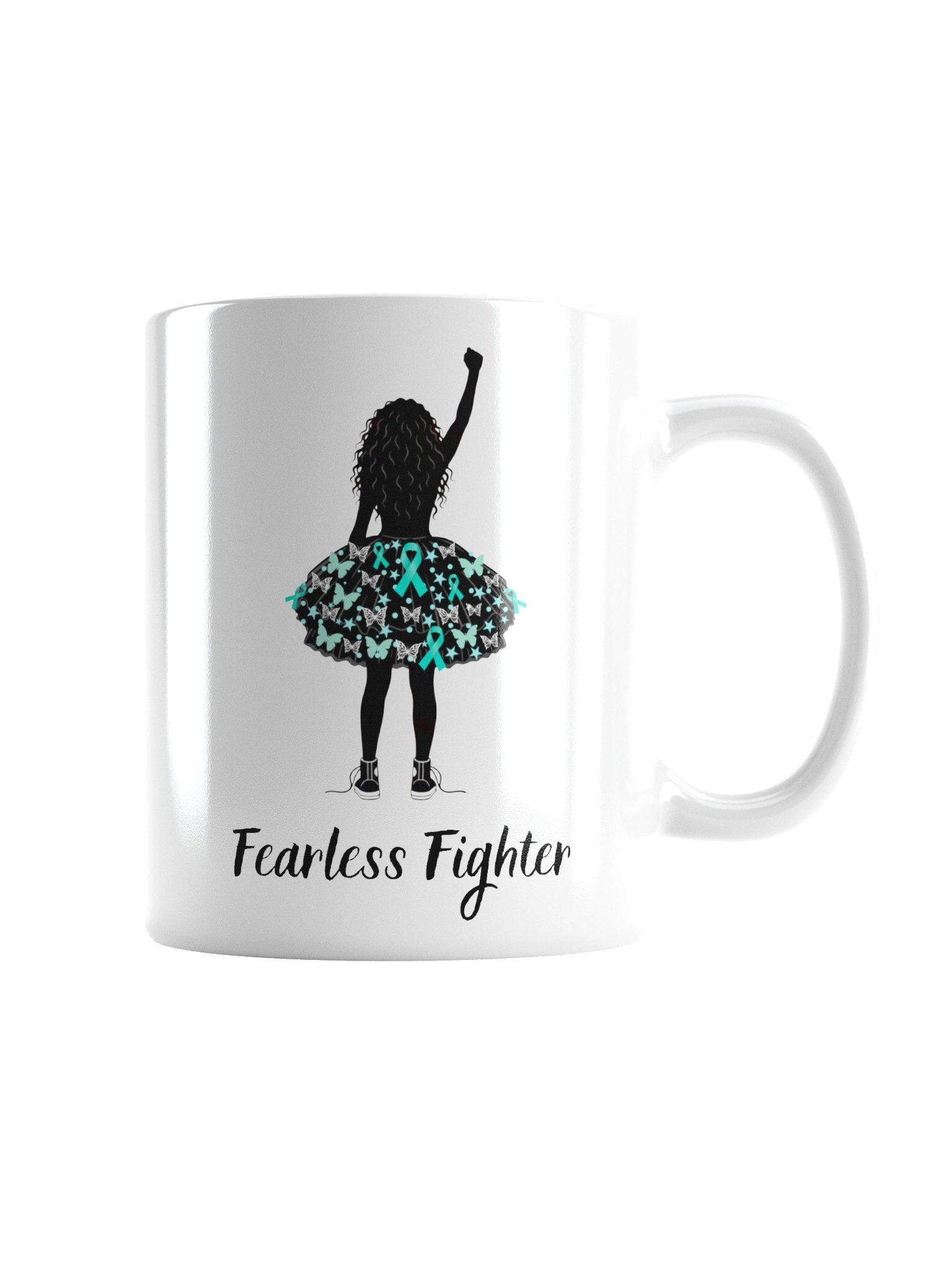 Ovarian Cancer - Fearless Fighter White Glossy Mug product image (2)