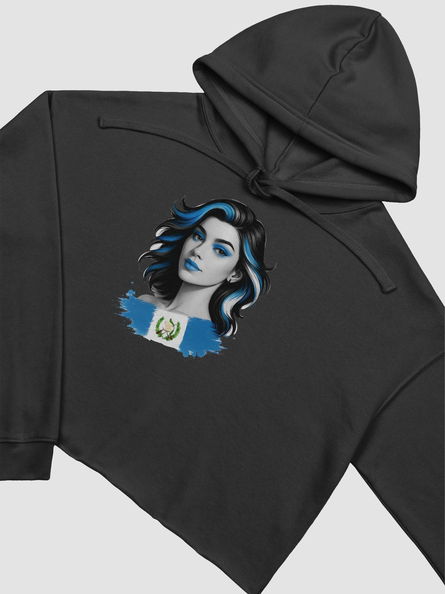 Guatemala Flag Inspired Crop Hoodie with Artistic Illustration product image (3)