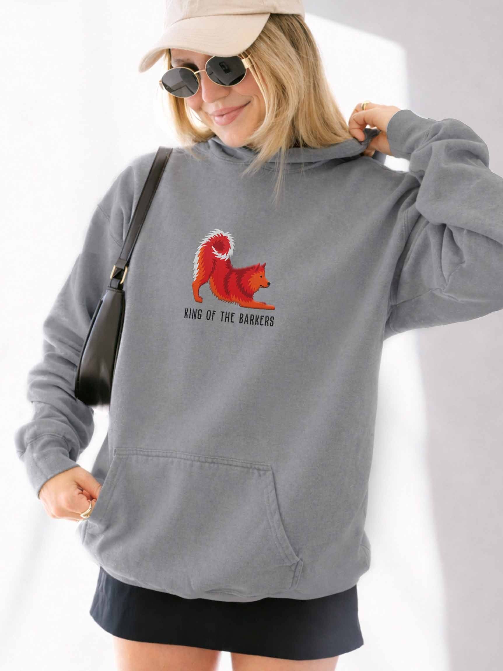 King of the Barkers Premium Hoodie (Embroidered) of a Finnish Spitz(Red) product image (2)