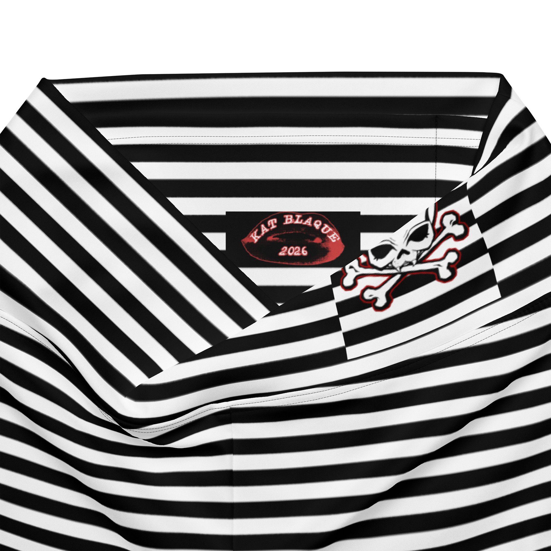 White and Blaque Stripped Kat Skull Flares product image (7)