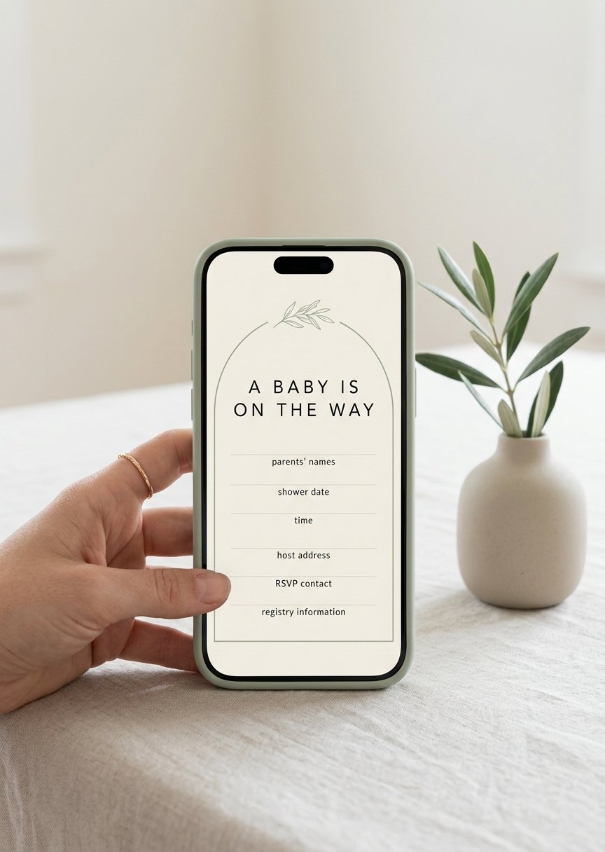Minimalist Sage Baby Shower Invitation Template, Editable Canva Invite, Gender Neutral Baby Shower Invitation, Printable Download product image (1)