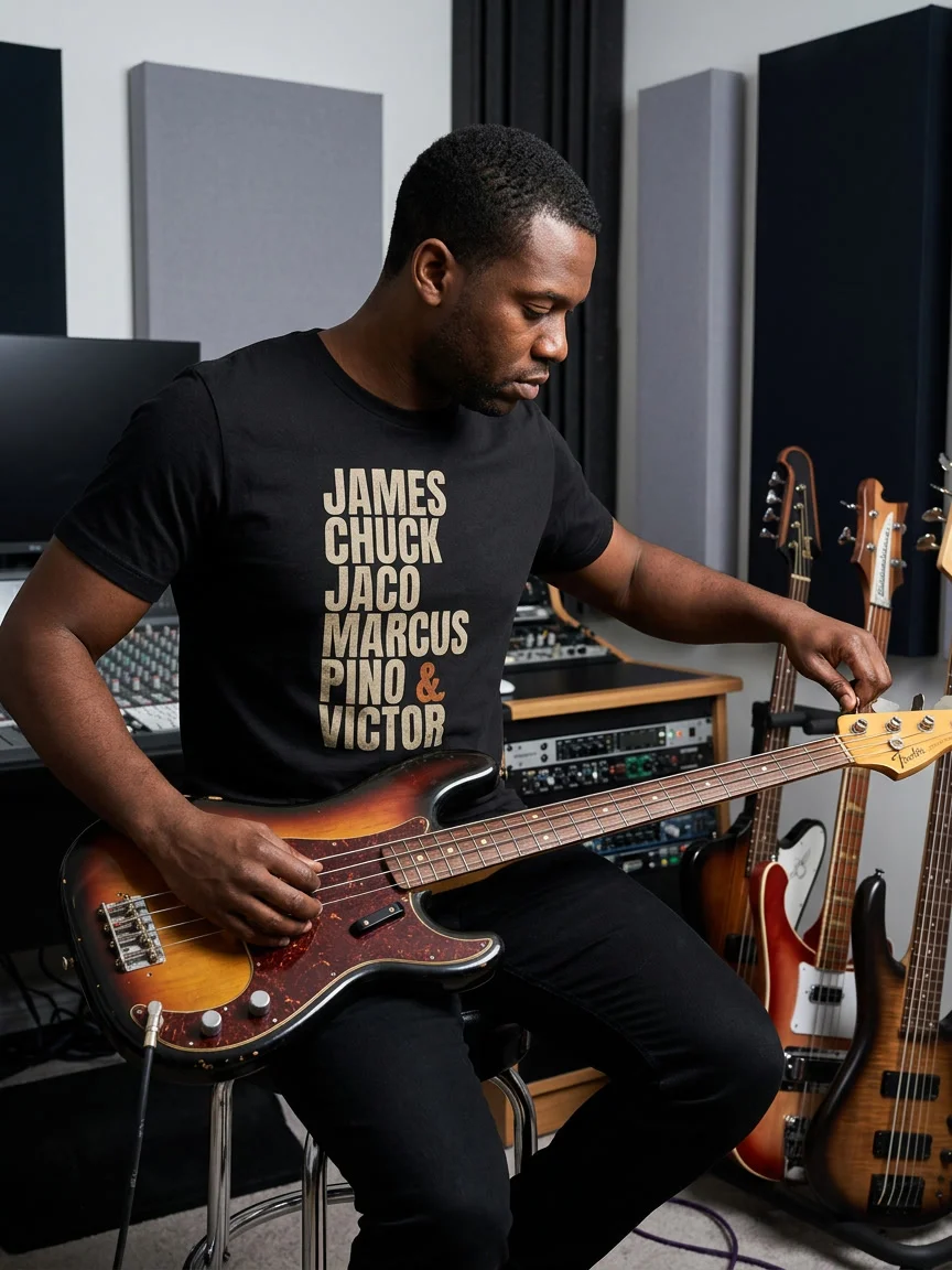 Legendary Bassists Tribute Tee | Jazz & Funk Bass Legends Shirt product image (6)