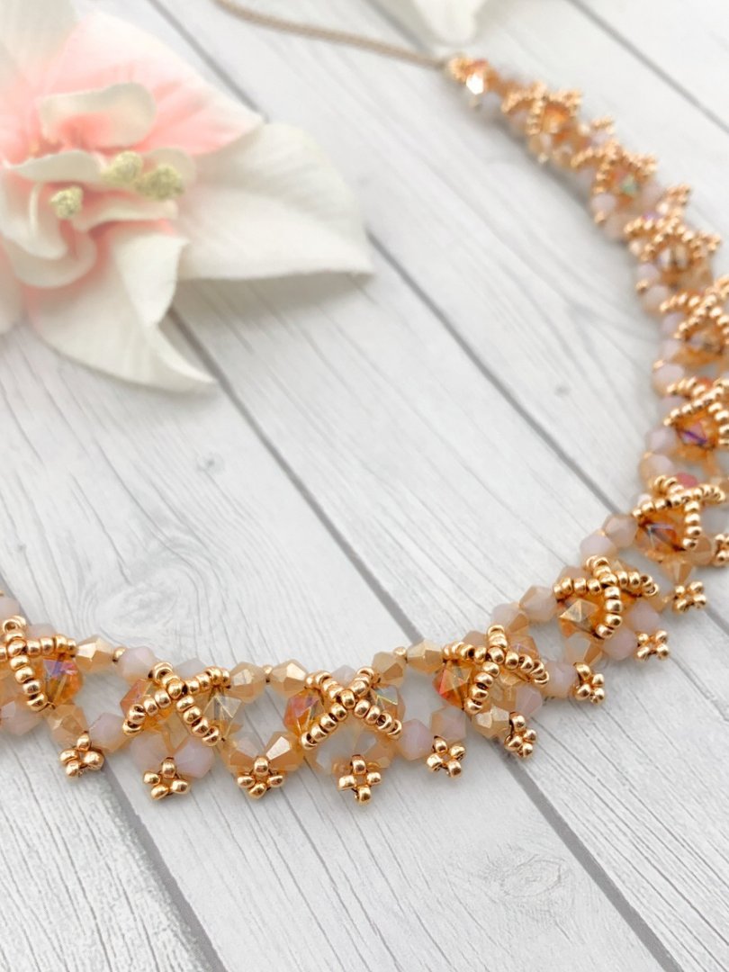 Gold Crystal Beaded Collar Necklace product image (4)