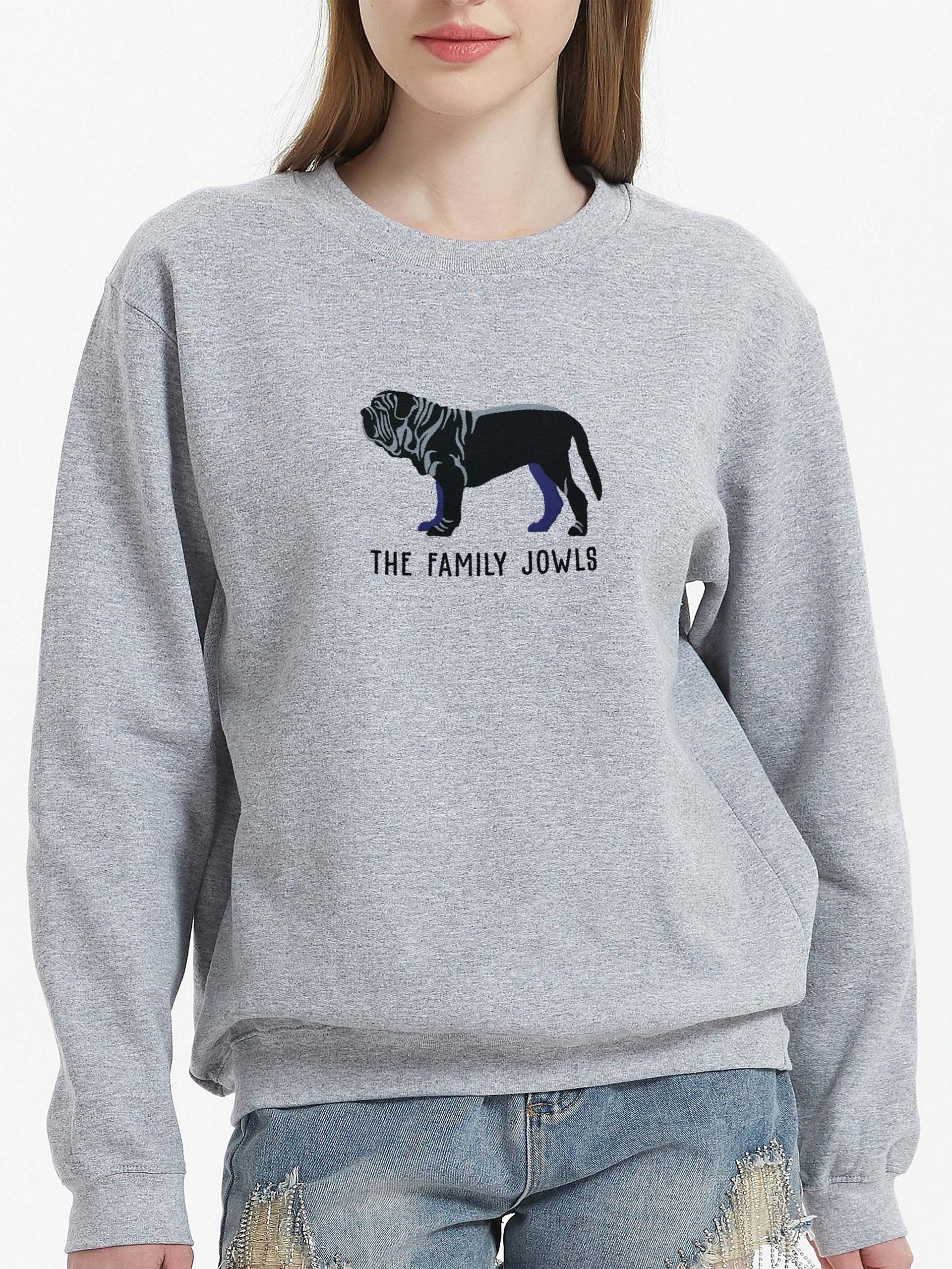 The Family Jowls Sweatshirt (Embroidered) of a Neapolitan Mastiff(Black) product image (2)