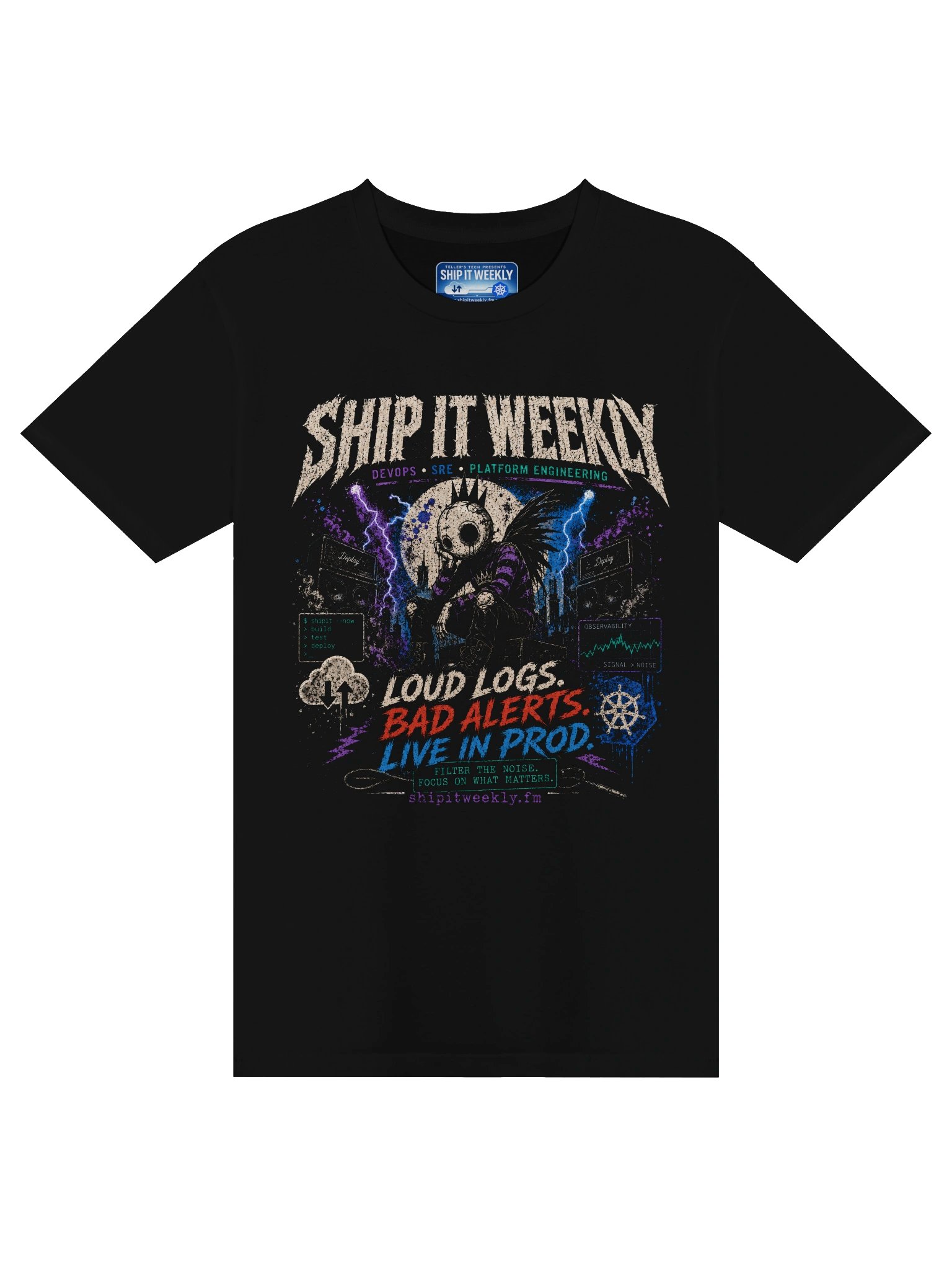 Loud Logs, Bad Alerts, Live in Prod | Ship It Weekly DevOps Tee product image (1)