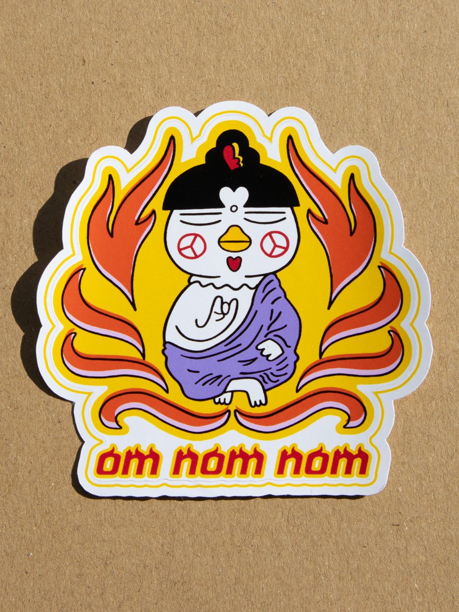Meditating Zen Buddha Chicken Sticker | "Om Nom Nom" product image (1)