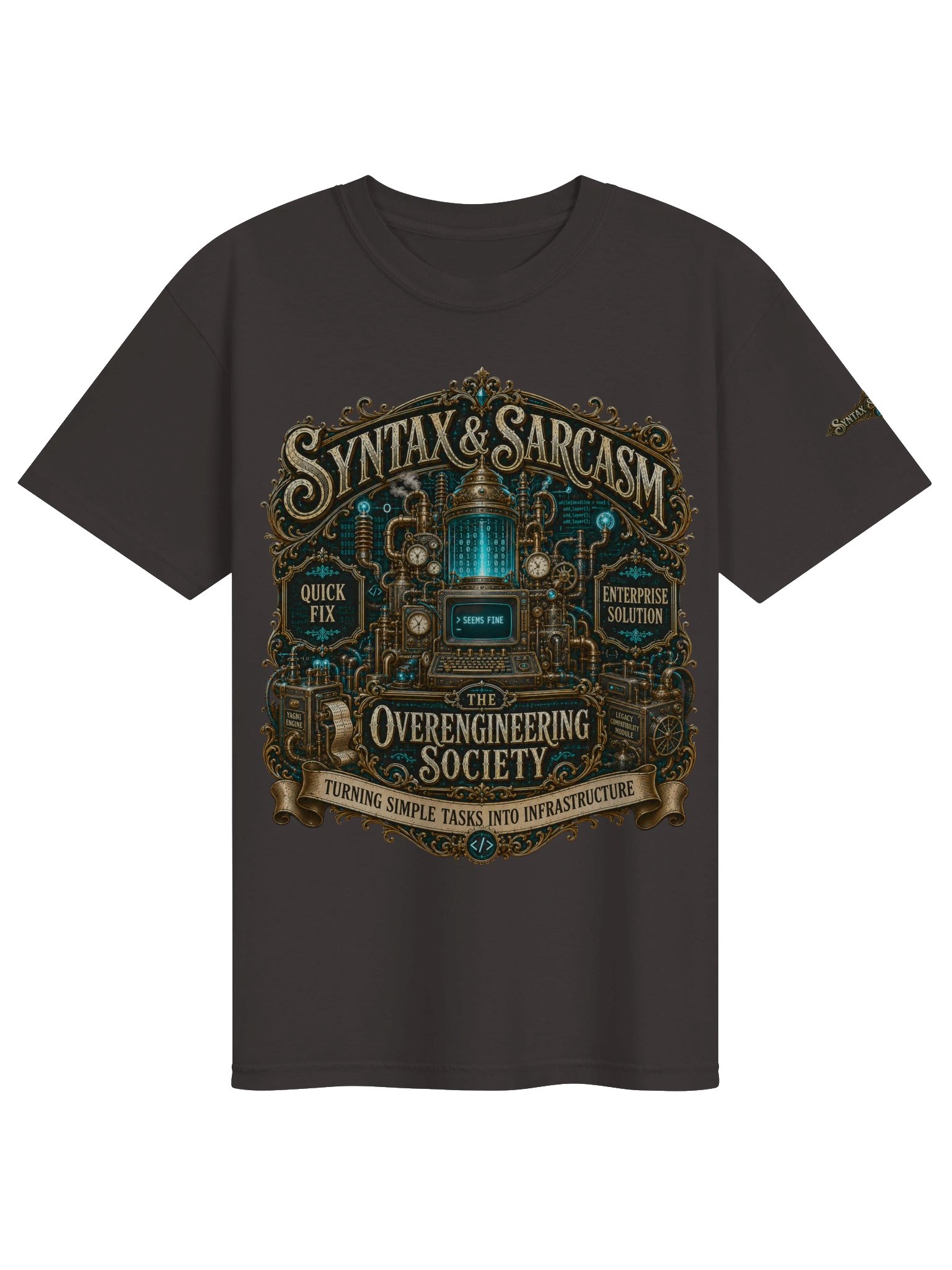 Syntax & Sarcasm Overengineering Society Heavyweight Coding T-Shirt product image (9)