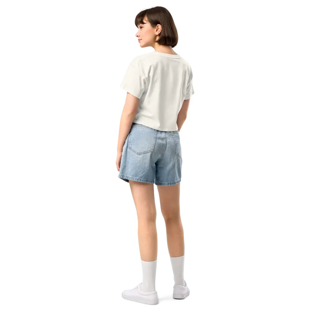 EXCLAIMING MENTALLY (L.C., navy) embroidered cotton crop top product image (42)