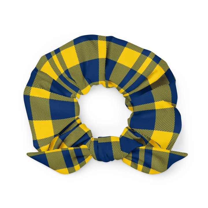 Yellow and Blue Plaid Scrunchie with Bow product image (1)