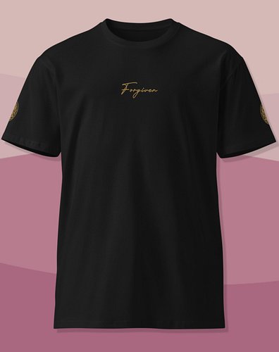 Forgiven Unisex T-Shirt

Premium 100% combed cotton t-shirt with 'Forgiven' cursive design. Classic crew neck style for consi...