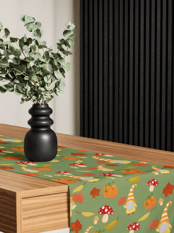 Fall with my Gnomies in Green Pattern Table Runner product image (1)