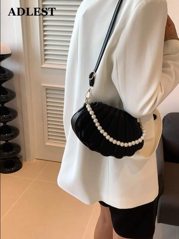 ADLEST Luxury Seashell Pearl Crossbody Bag - Elegant Faux Pearl Shell Evening Purse for Weddings, Parties & Formal Dinners product image (2)