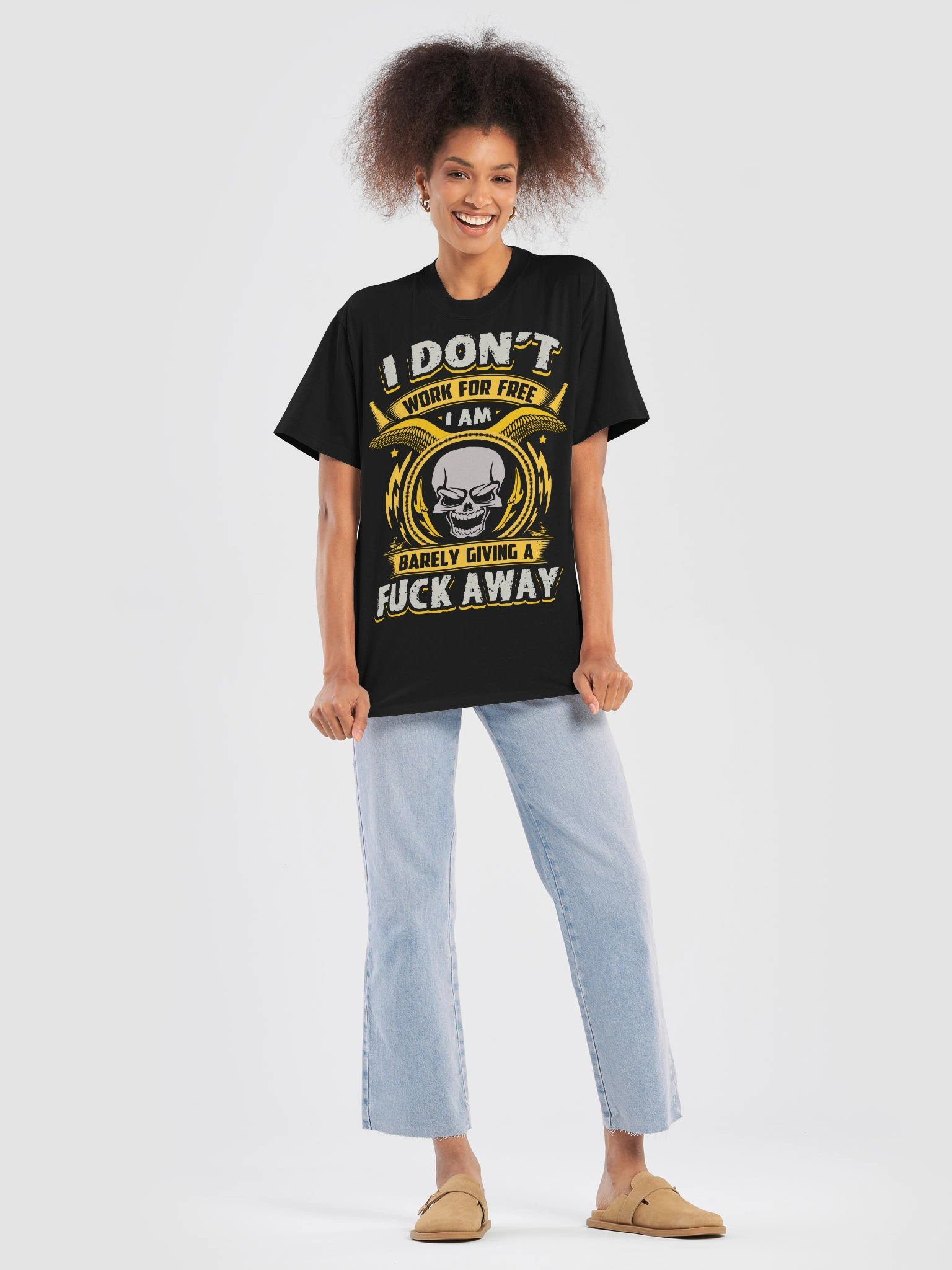 I DON'T WORK FOR FREE — Skull Oversized Tee product image (5)