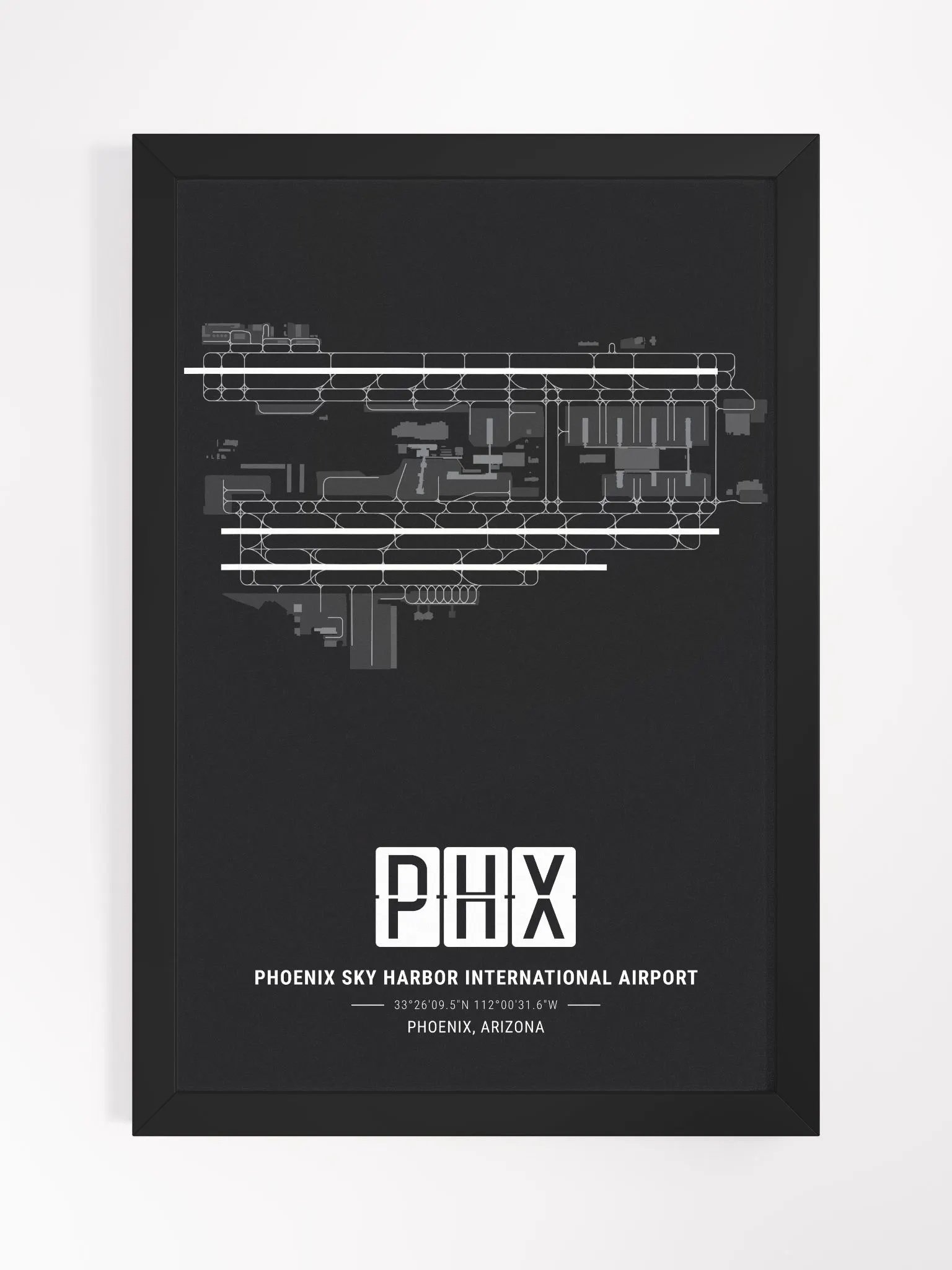 Framed Airport PHX Premium Map On Matt Paper product image (1)