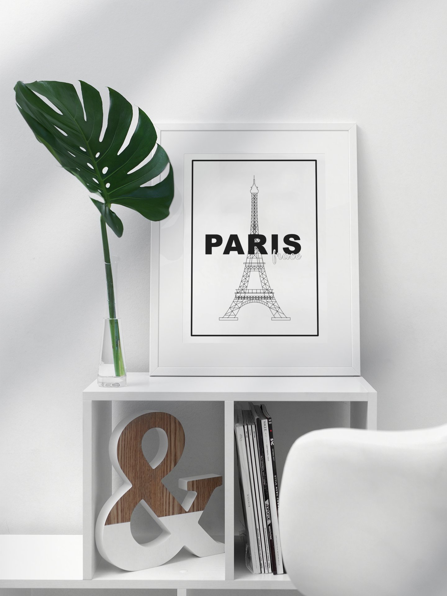 Eiffel Tower Line Art Print, Paris France Minimalist Poster, Elegant Black and White Landmark Illustration, Chic Parisian Wall Decor product image (3)