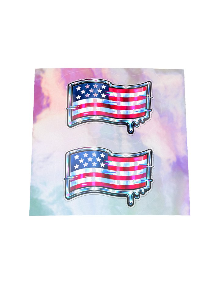 Holographic Dripping USA Flag Sticker 2-Pack product image (1)