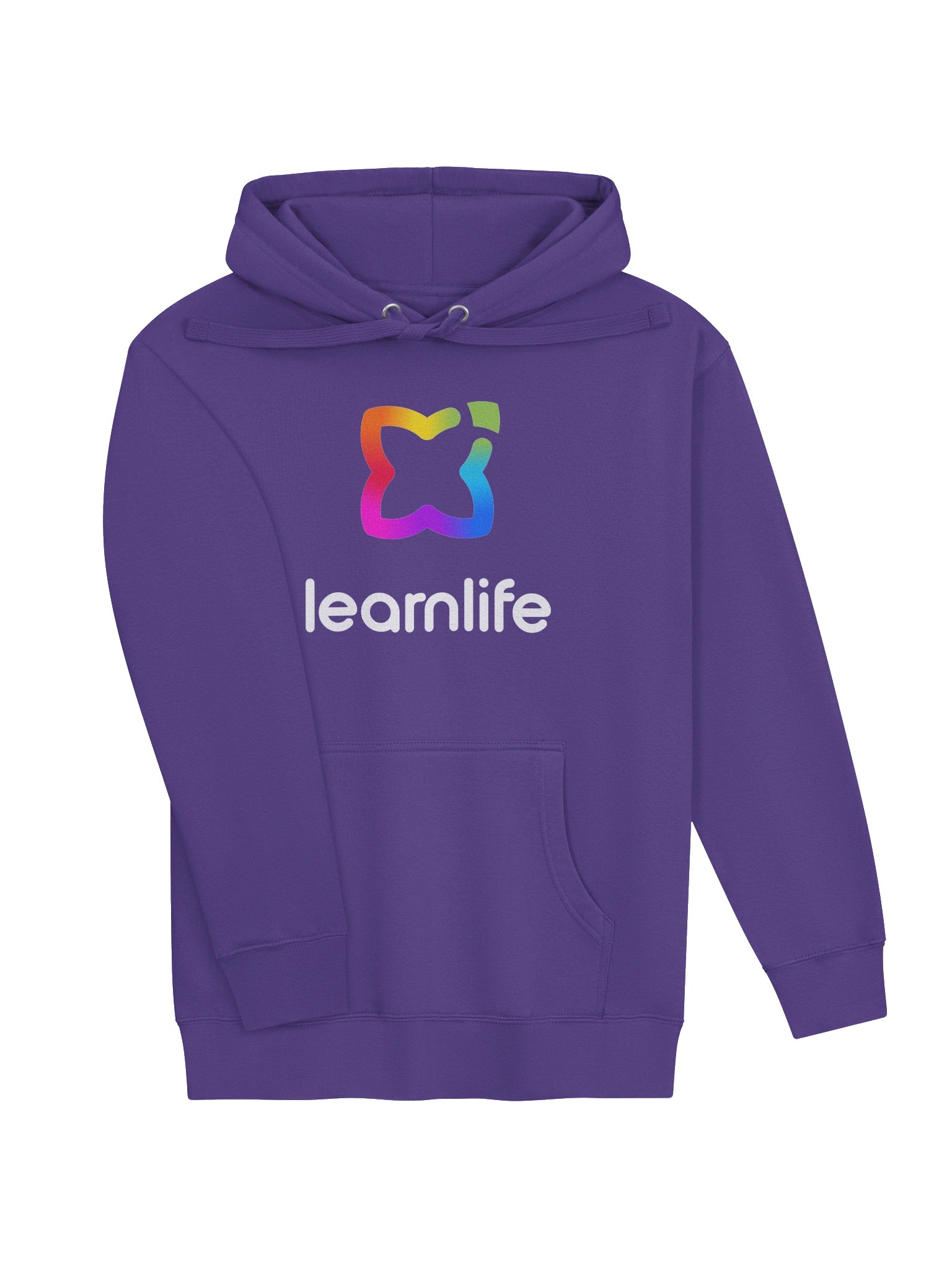Adult/Teen Hoodie - Cotton - Vertical Logo - Rainbow & White product image (3)