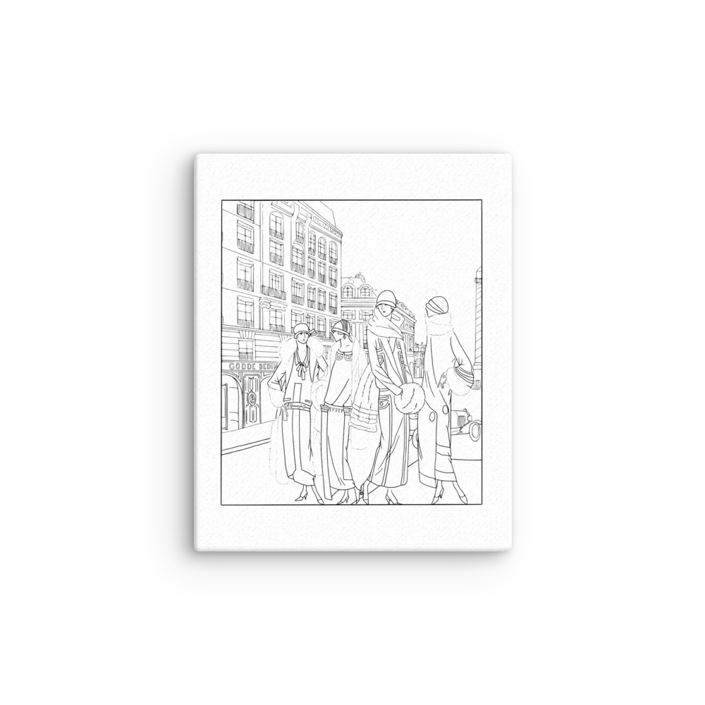 Art Goût Beauté, 1925 — Four Parisian Women in Winter Fur Coats | Color Your Own Canvas Print product image (4)