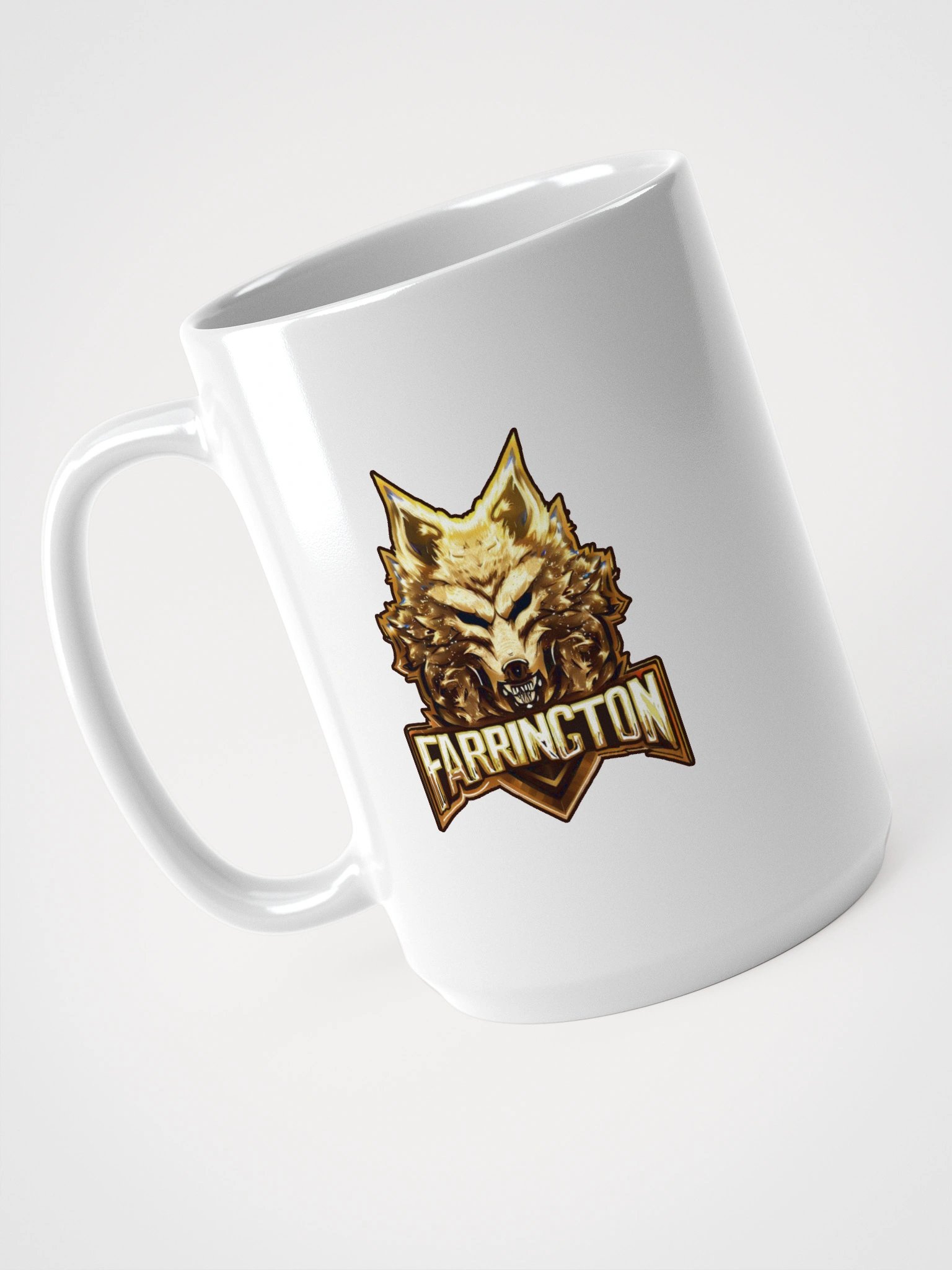 Golden Wolf Logo White Glossy Mug product image (3)