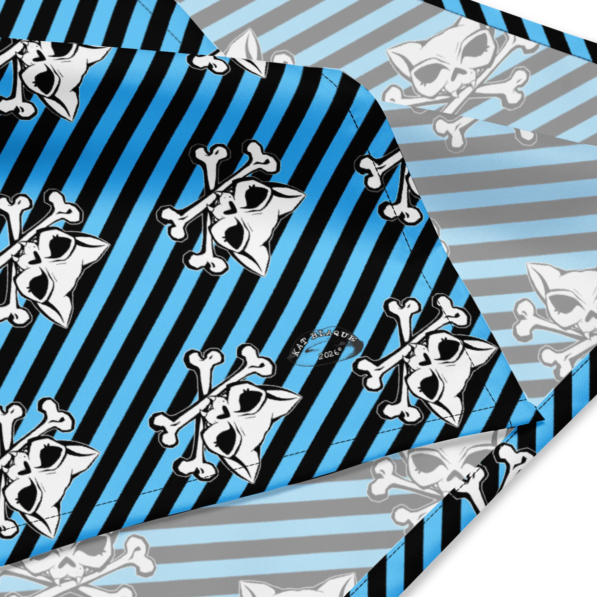 Blue and Blaque Kat Skull Bandana product image (2)