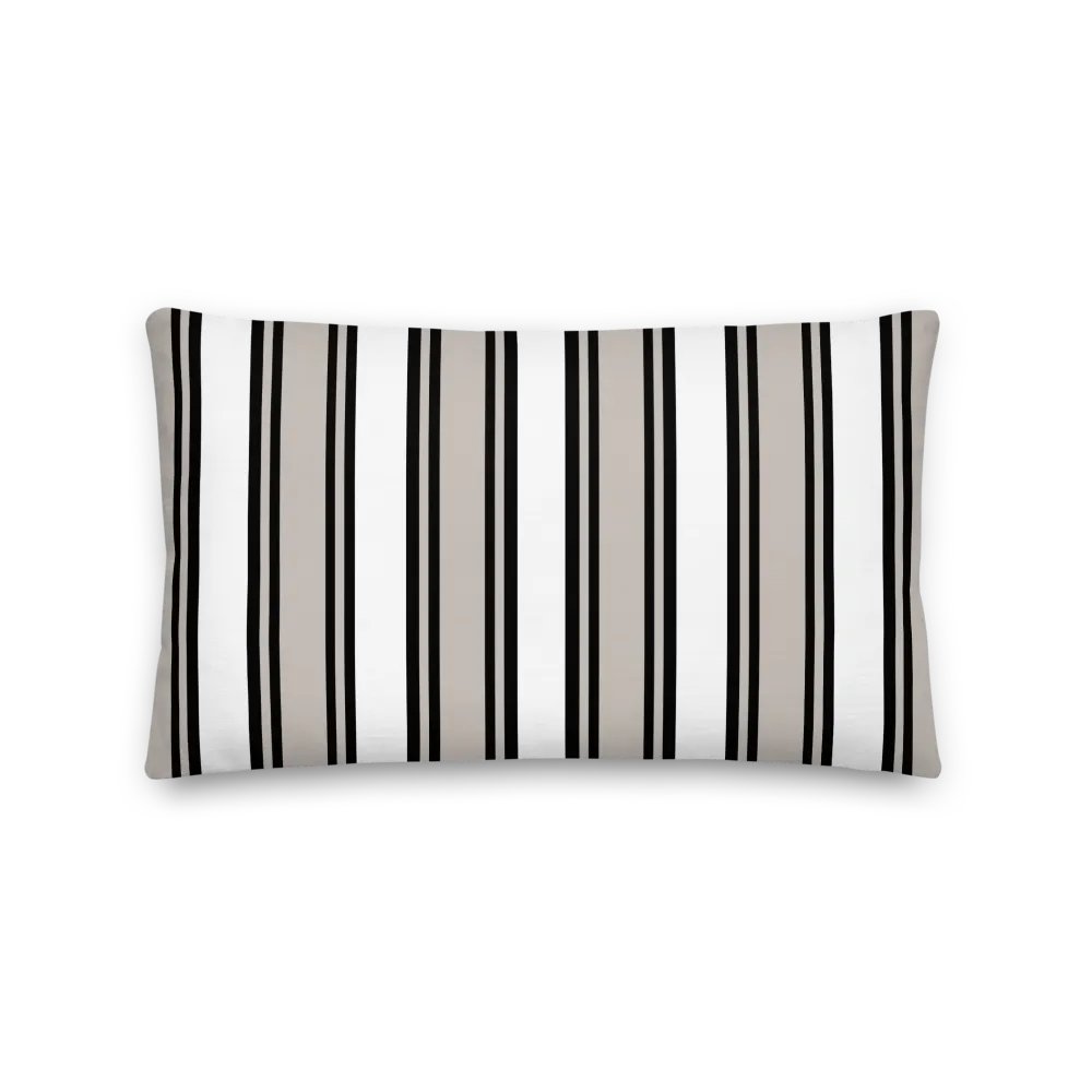 Chic Striped BLACK BEIGE Premium Pillow - Kissen gestreift Schwarz Beige product image (2)