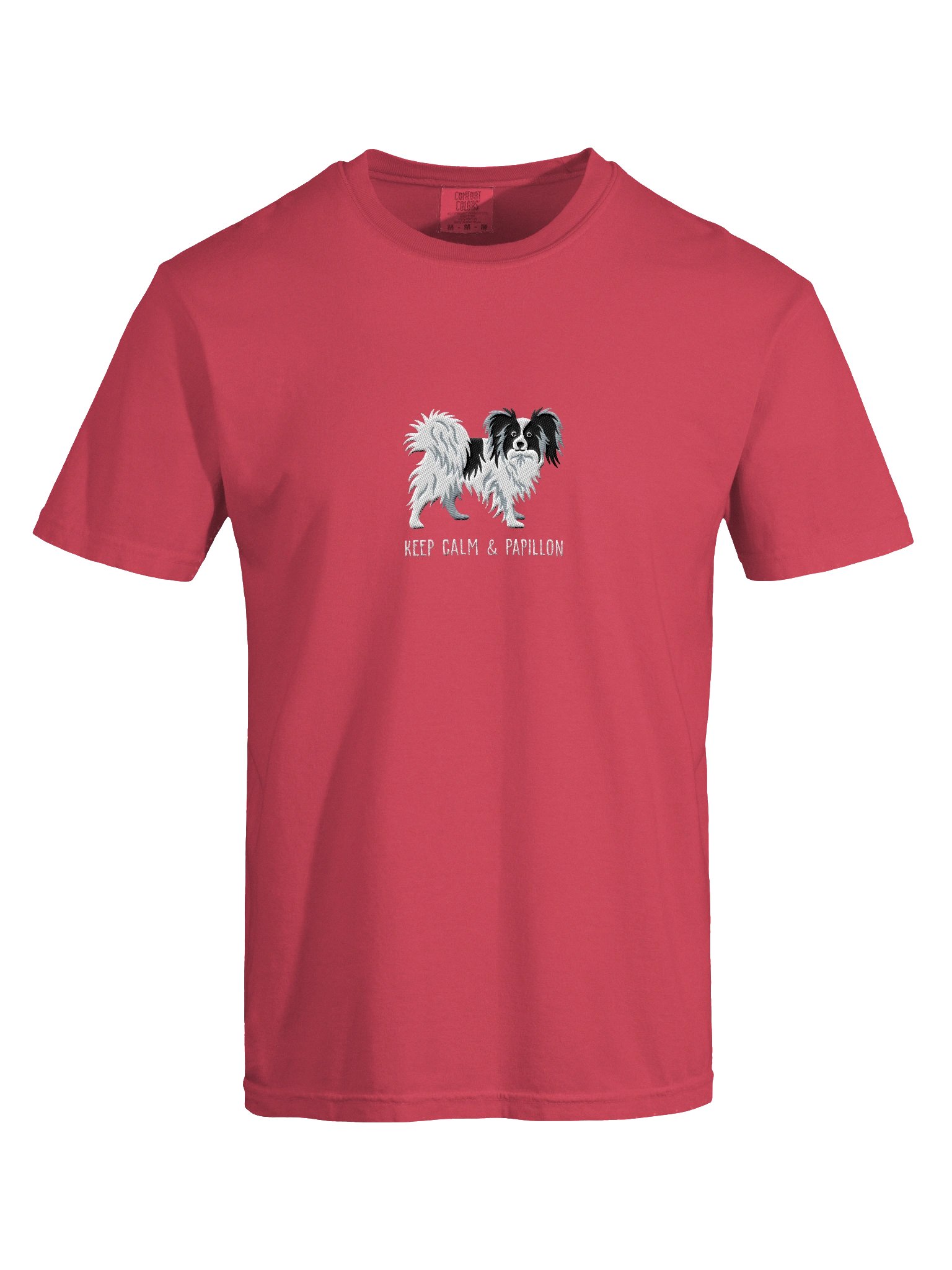 Keep Calm & Papillon T-Shirt(Embroidered) of a Papillon(Black & White) product image (10)