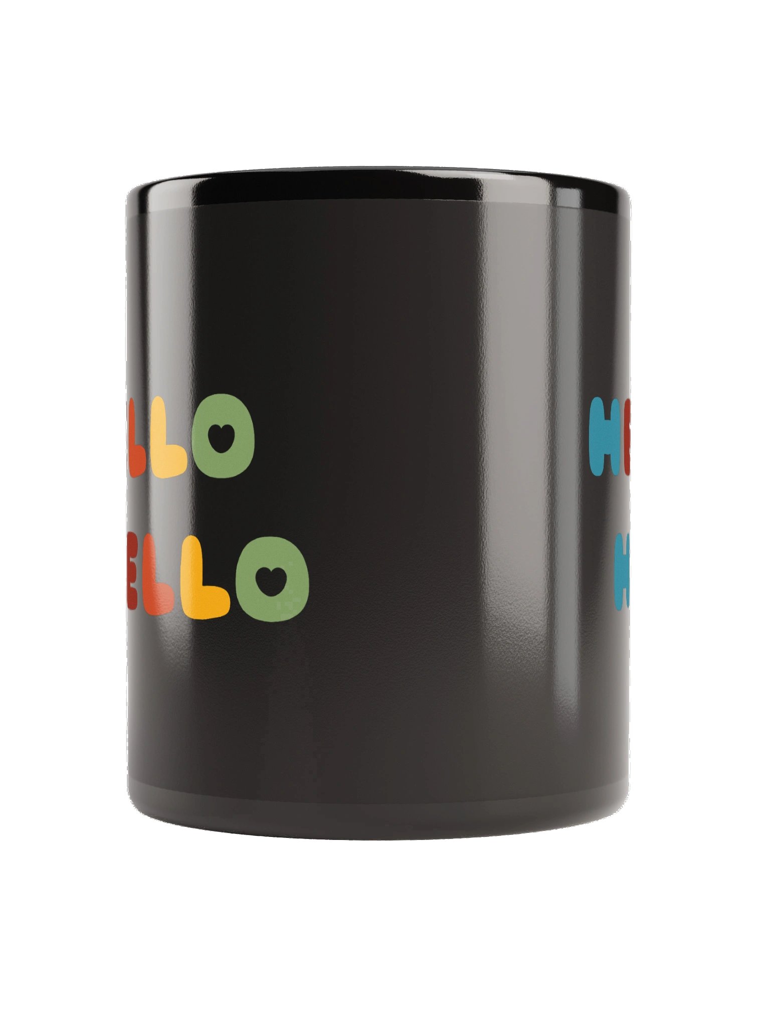 Hello Hello (Rainbow Text) Black Glossy Mug product image (2)