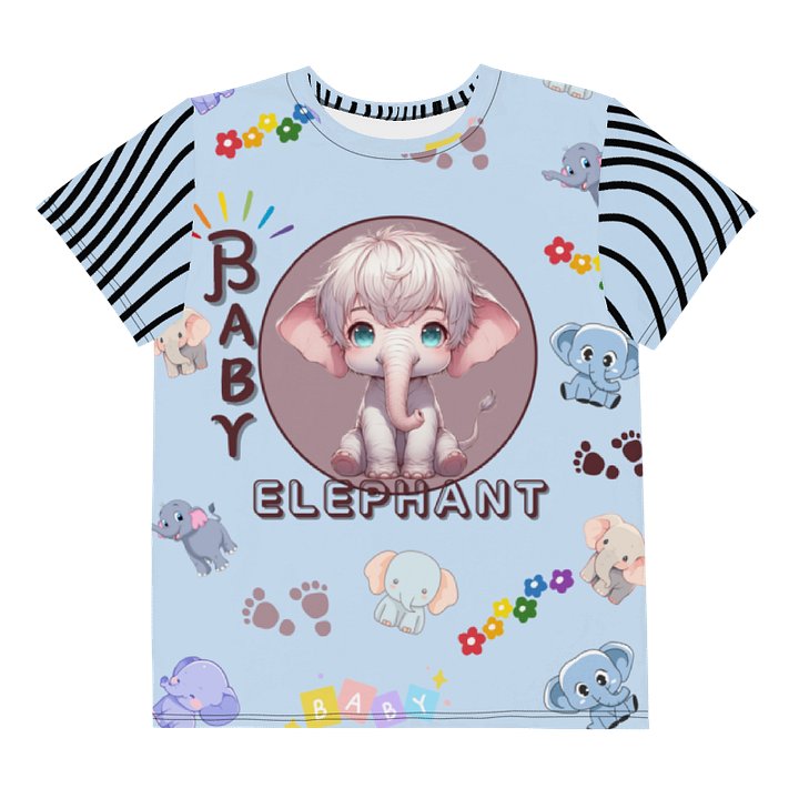 KIDS- GIRL TEE -BABY ELEPHANTS (BLUE) - All-Over Print Youth Crew Neck T-Shirt product image (1)