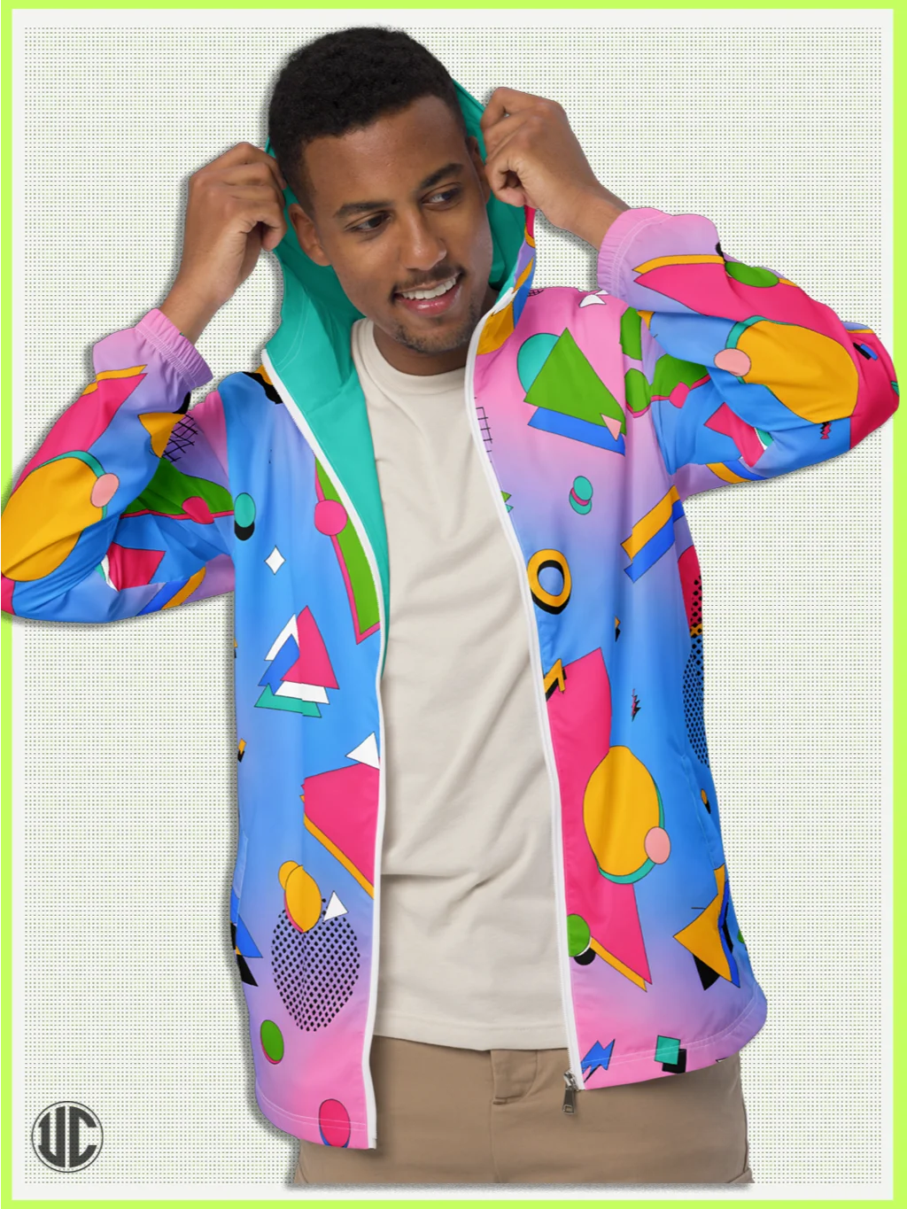 Retro 1980s Windbreaker Jacket – Colorful Memphis Style Zip Hoodie | Vintage Lightweight Streetwear for Men & Women product image (3)