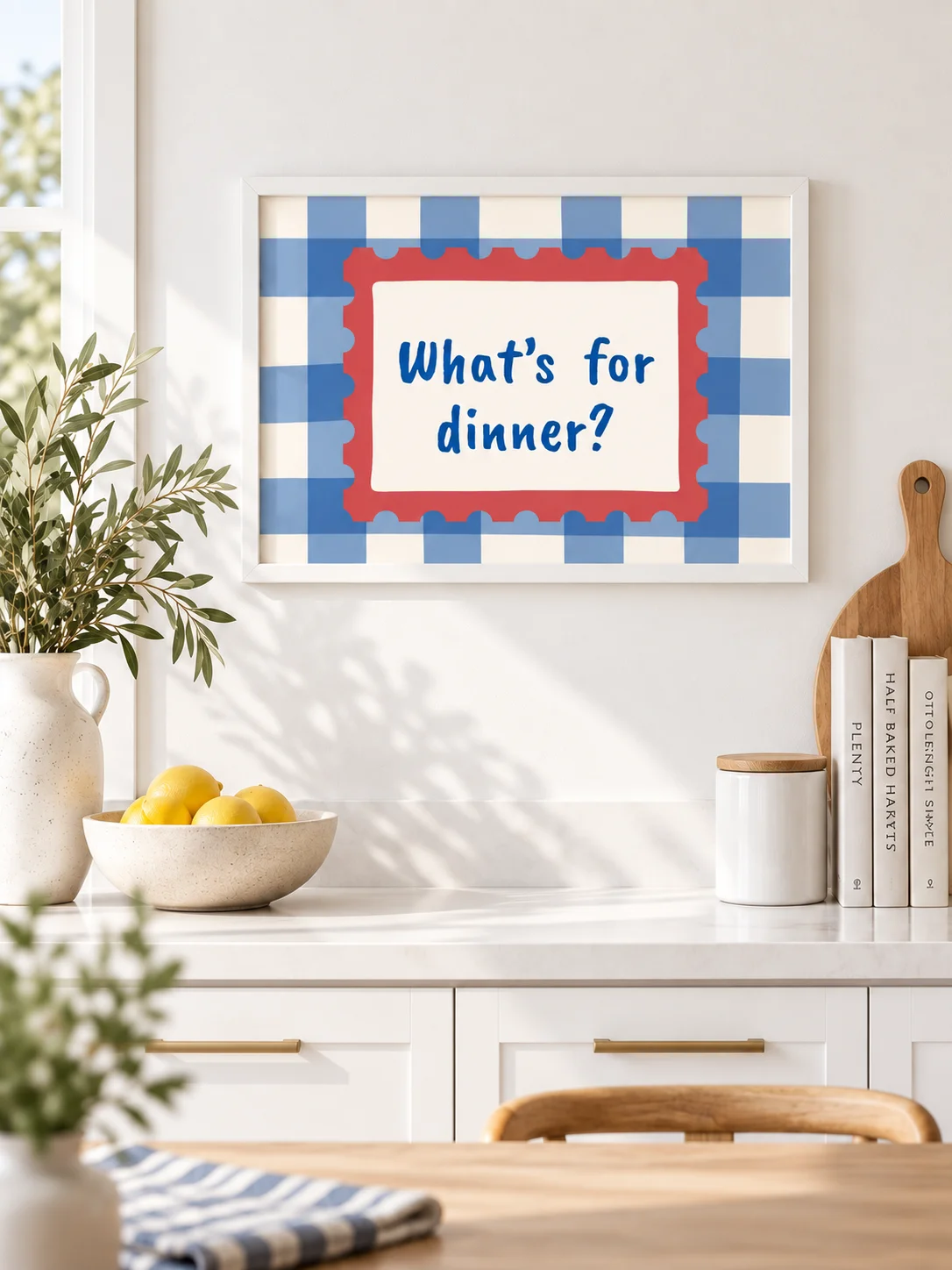 What's For Dinner Kitchen Wall Art | Retro Checkerboard Typography product image (10)
