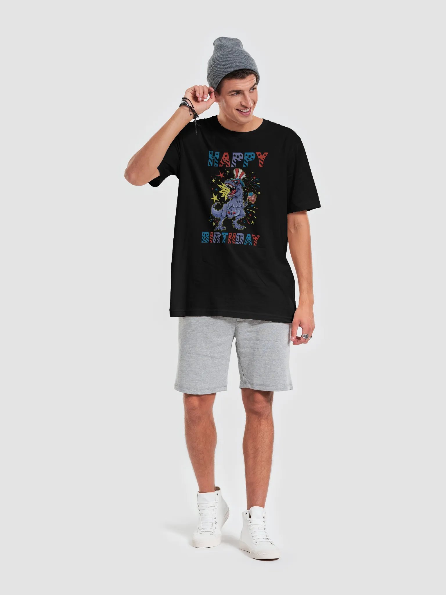 Happy Birthday (USA 4th Of July Dinosaur) T-Shirt product image (6)