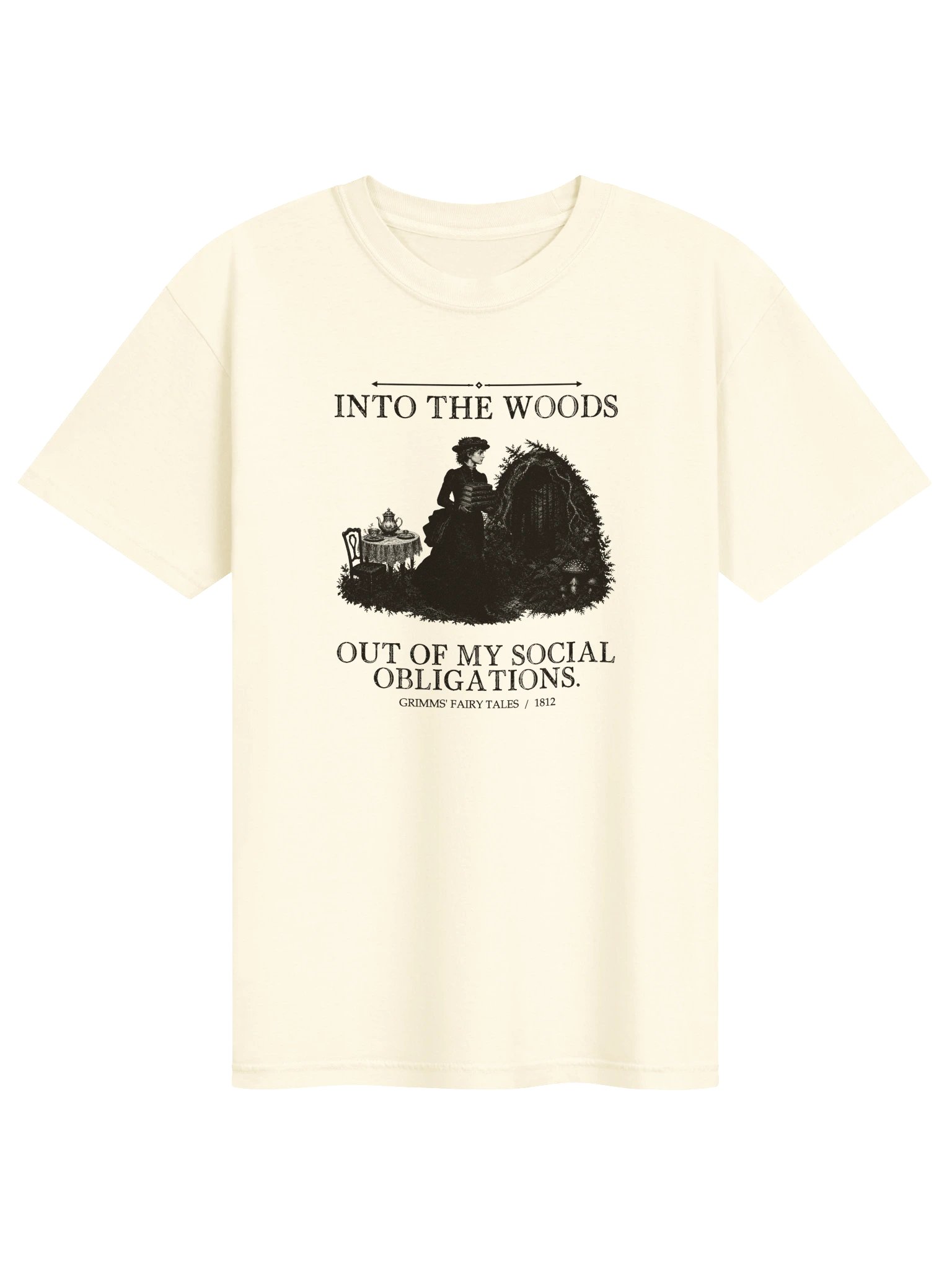 Into Woods Out Social Obligations -- Grimms Fairy Tales Tee (Light) product image (1)