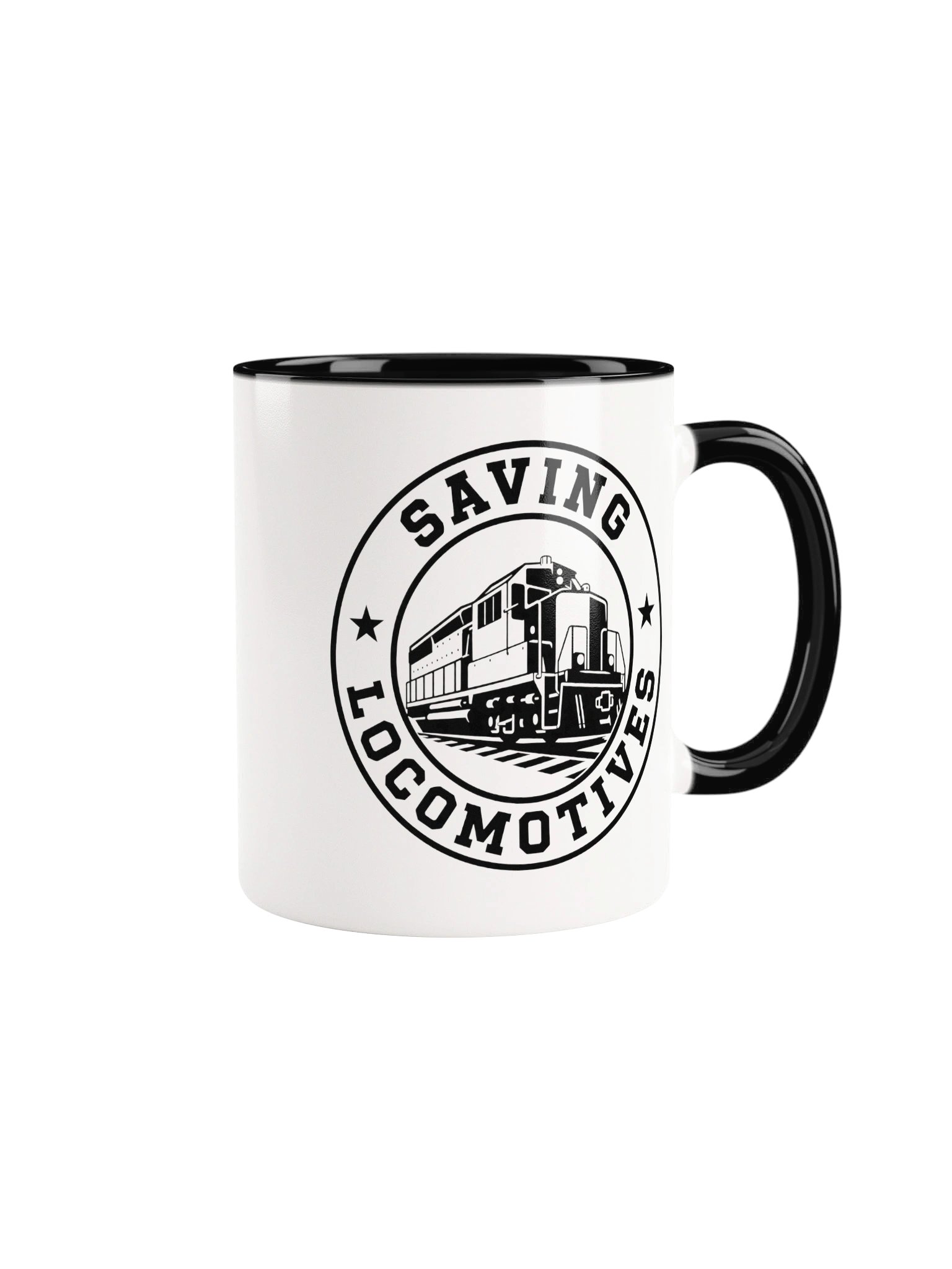 Saving Locomotives White/Black Ceramic Mug product image (1)
