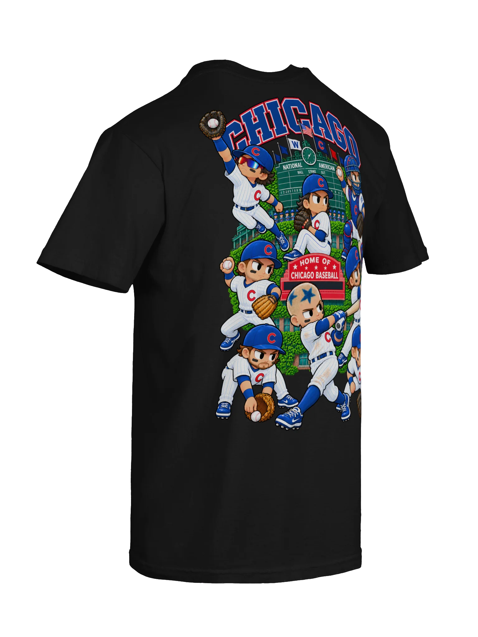 Chicago Northside Baseball 2026 Animated Player Back Print T-Shirt product image (12)