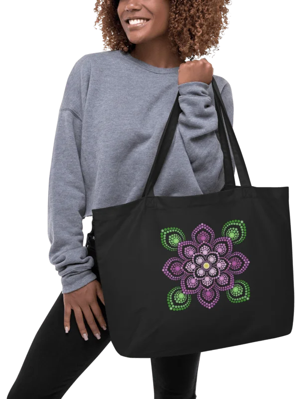 Purple and Green Mandala Organic Cotton Tote Bag product image (1)