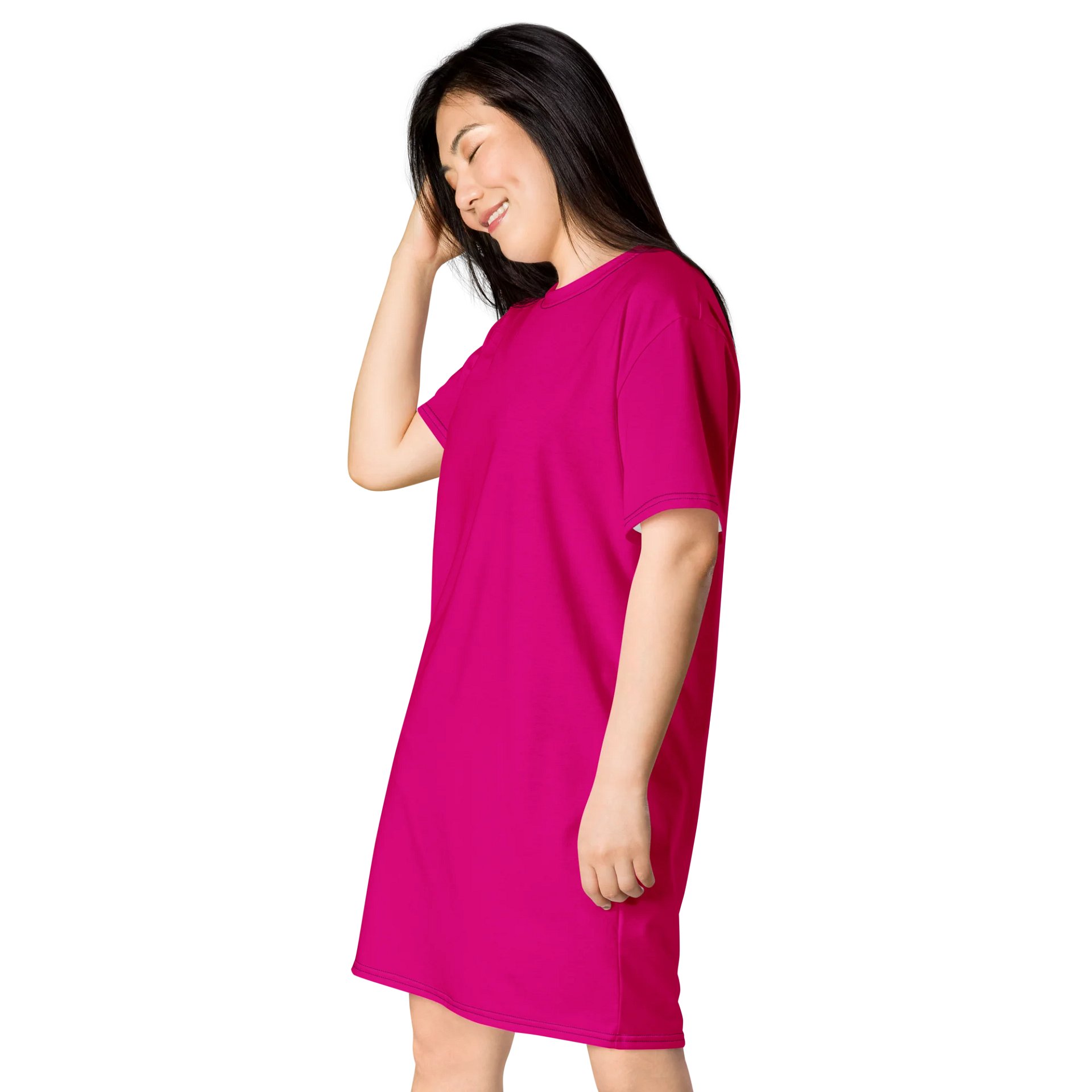 Oversized T-Shirt Dress - Vivid Medium Violet Red, Sizes 2XS-6XL product image (3)