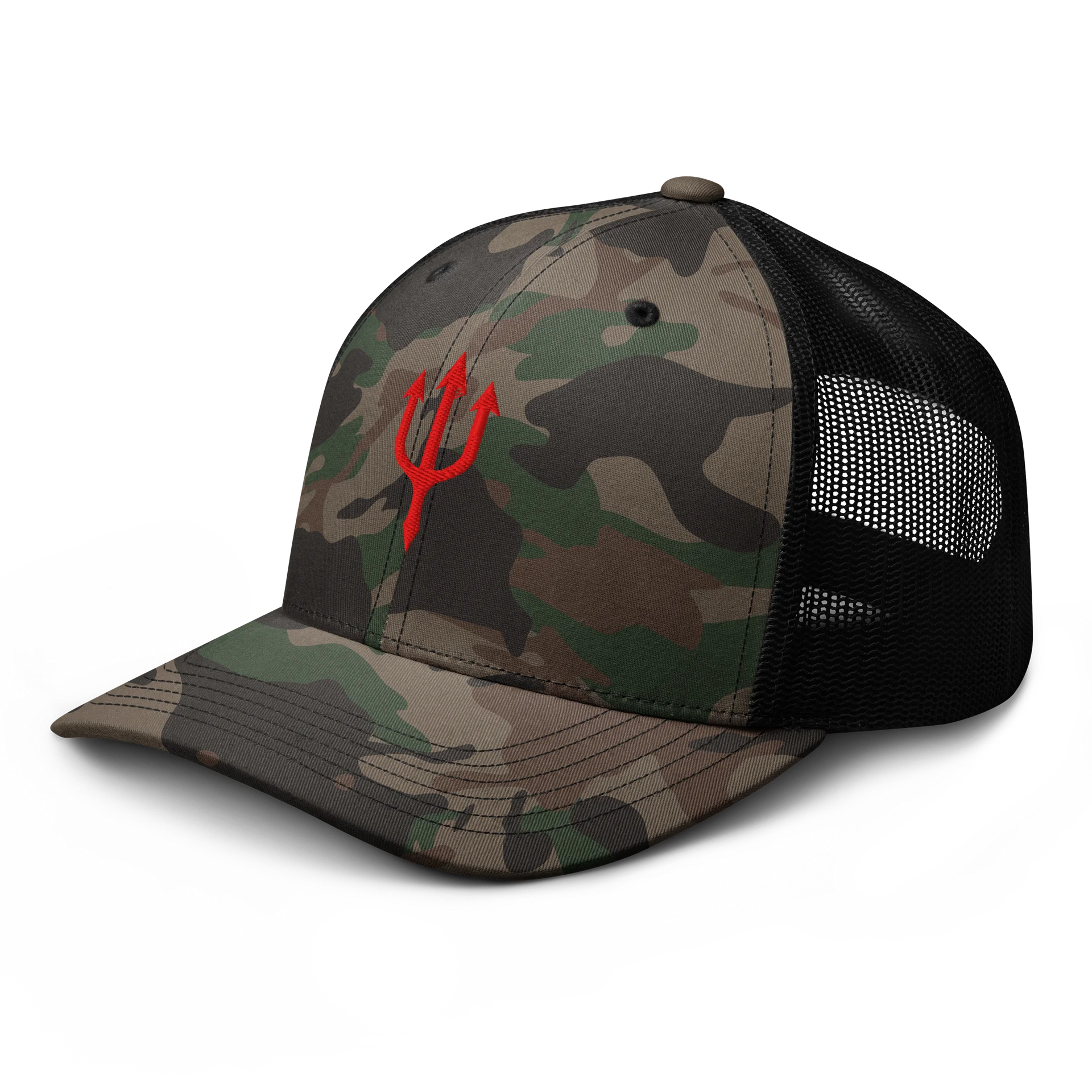 Booty Demon Trident Men's Camo Embroidered Trucker Hat product image (6)