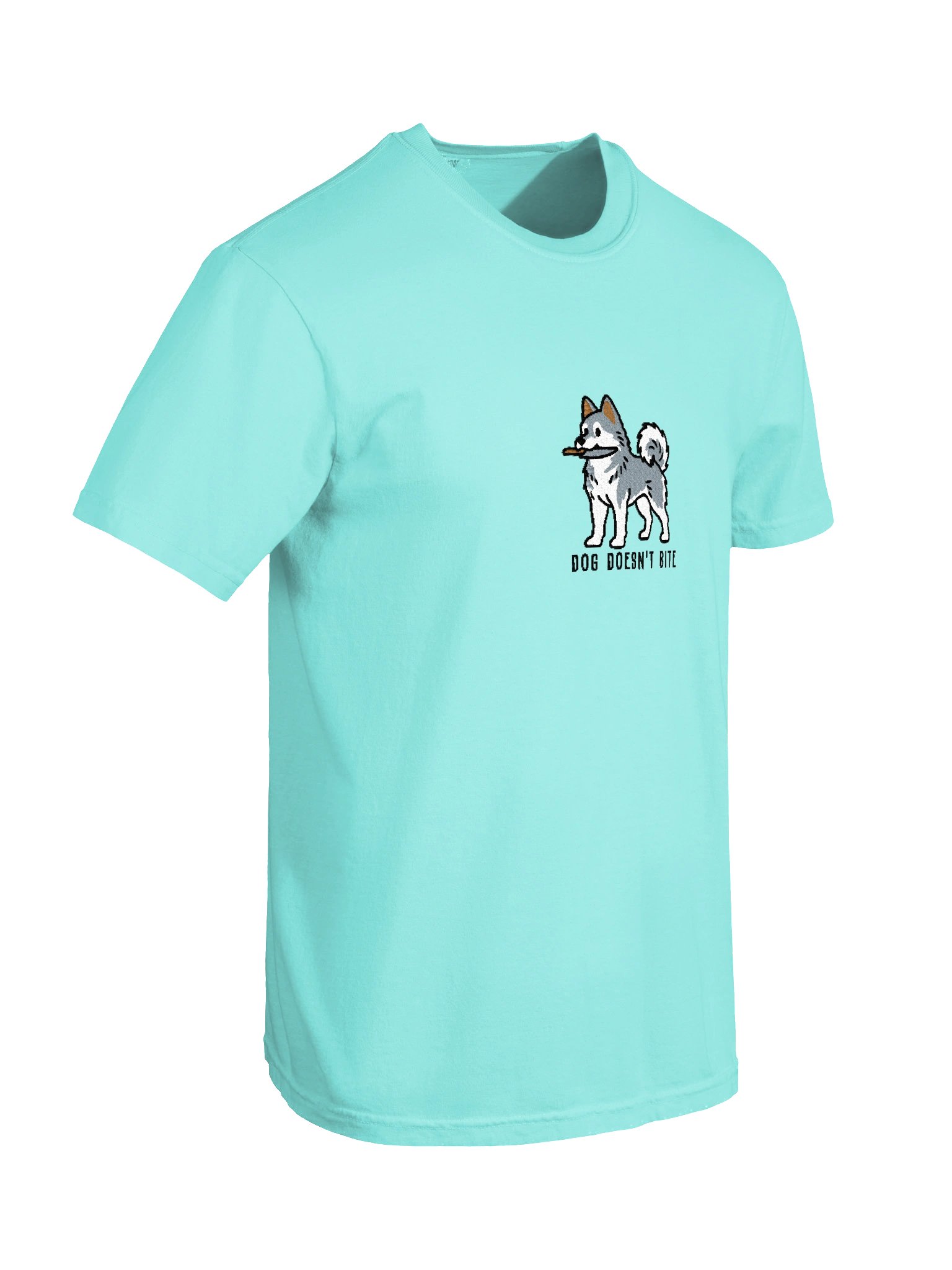 Dog Doesn't Bite Funny Chibi-Style Embroidered T-Shirt for Siberian Husky(Gray & White) Owners product image (82)