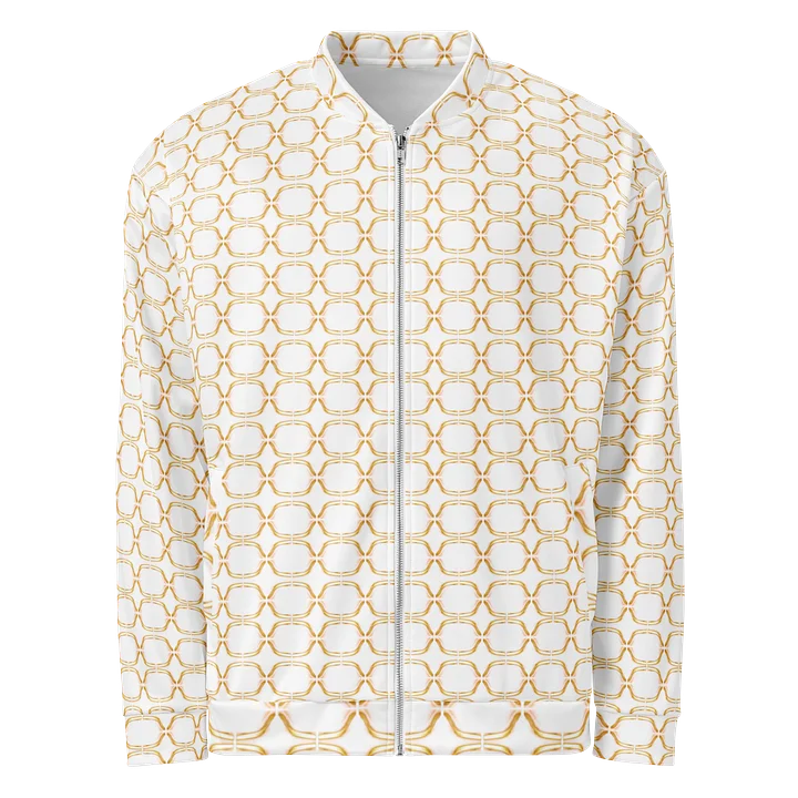 Golden Arabesque Harmony: Modernes Linienmuster Vibrant Geometry All-Over Bomber Jacket product image (2)