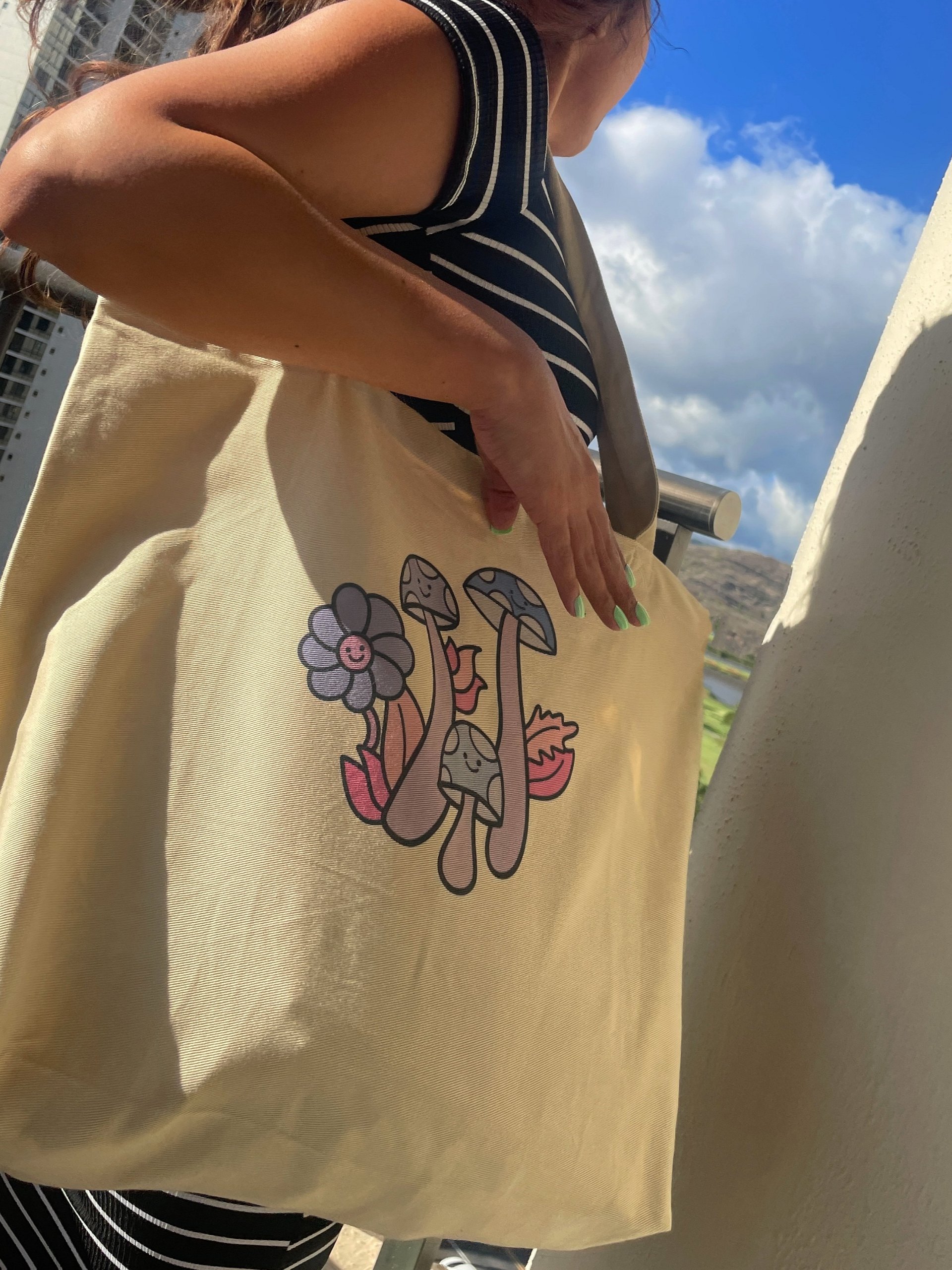 Smiling Mushroom Garden Tote Bag product image (1)