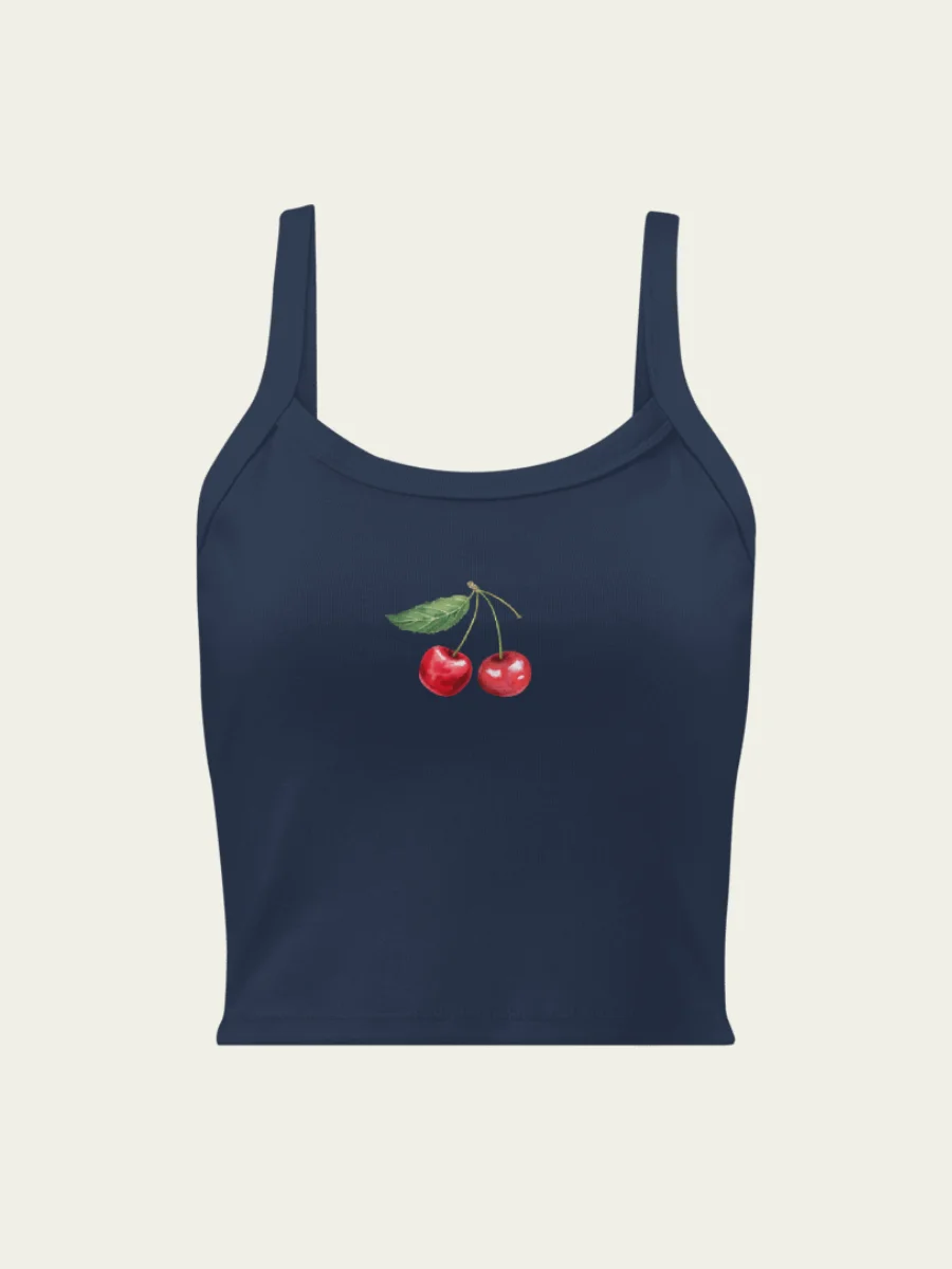 Ribbed Cherry Tank Top - Navy product image (3)